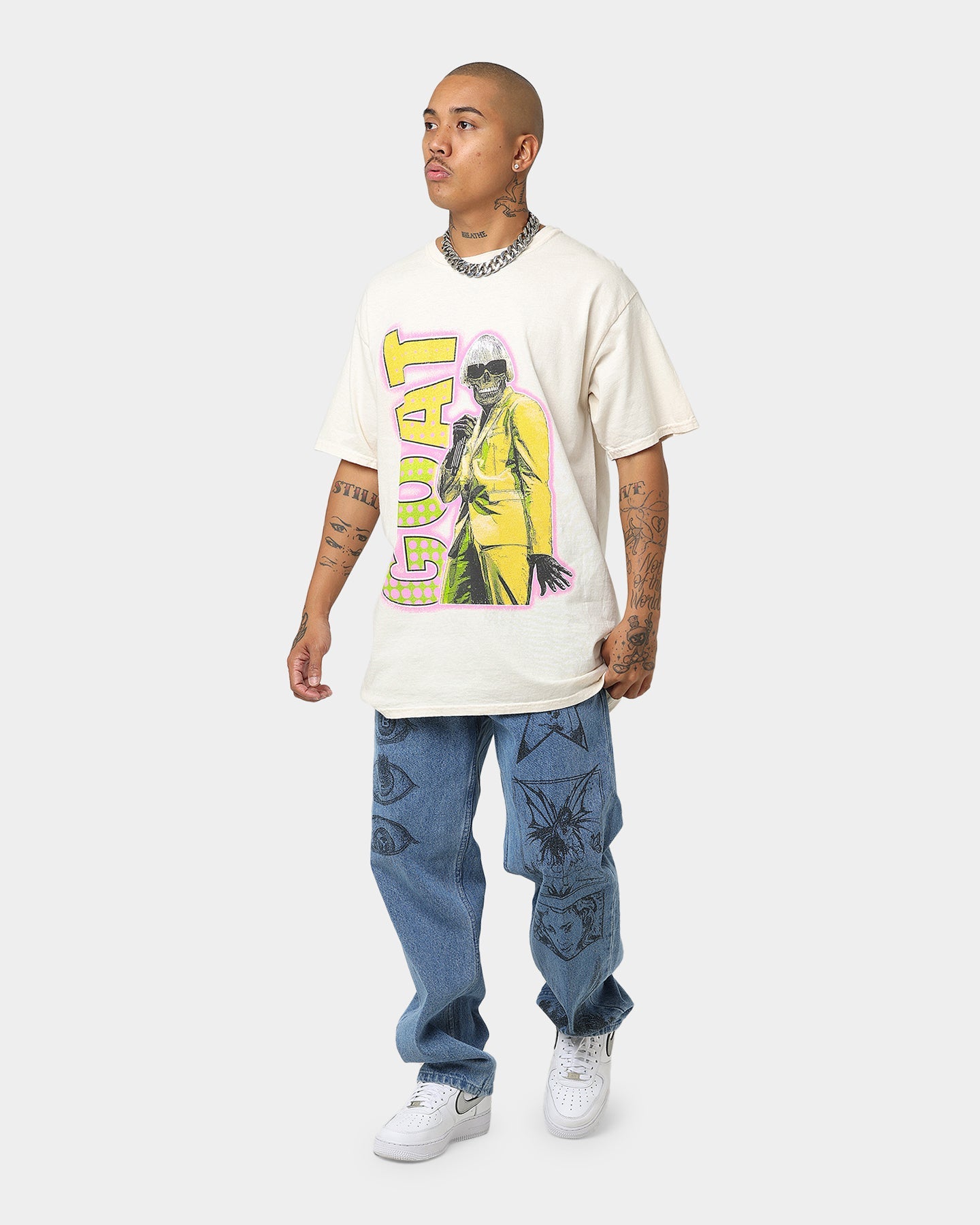 Goat Crew Bob Cut Skelly T-Shirt Off White
