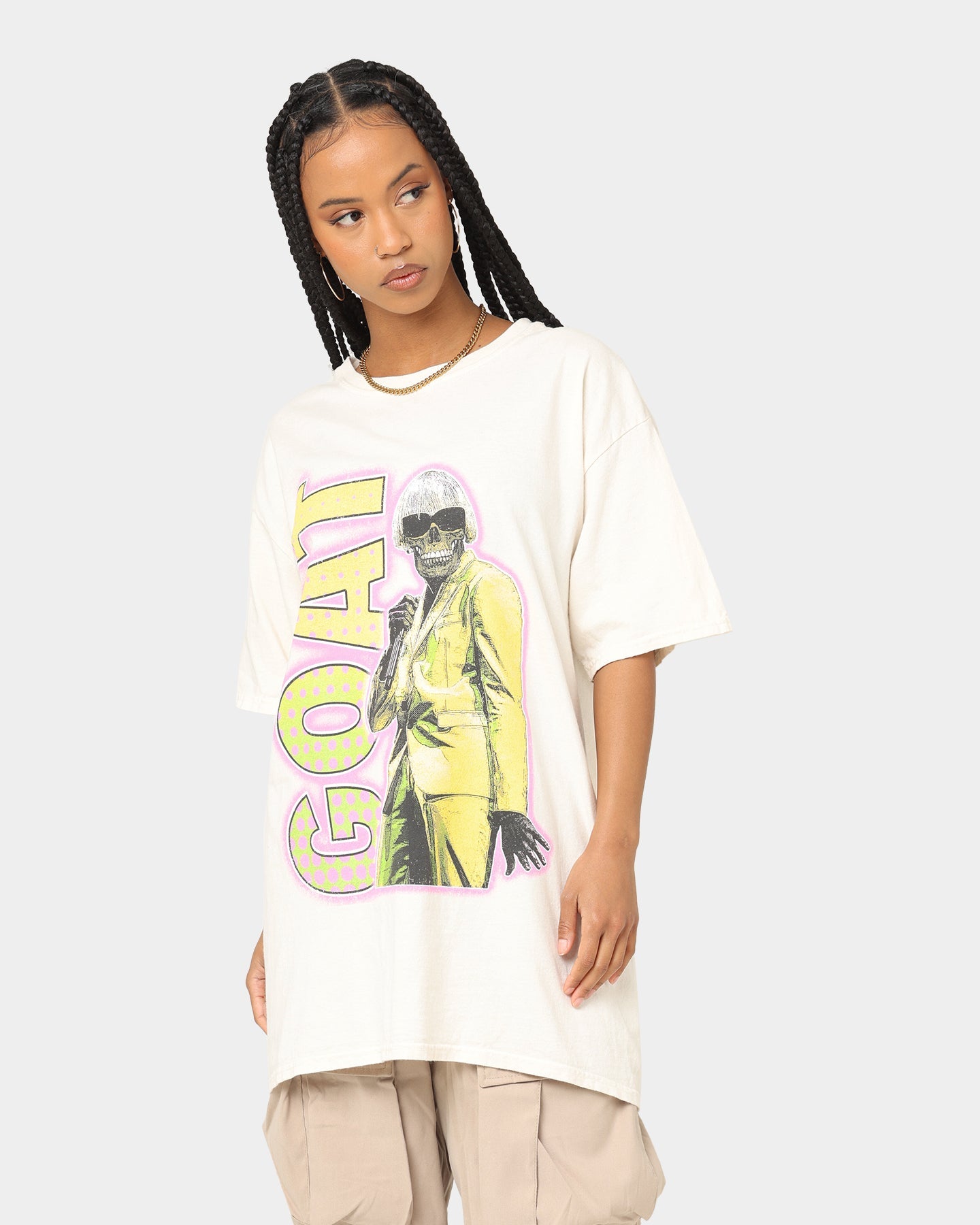 Goat Crew Bob Cut Skelly T-Shirt Off White Style001