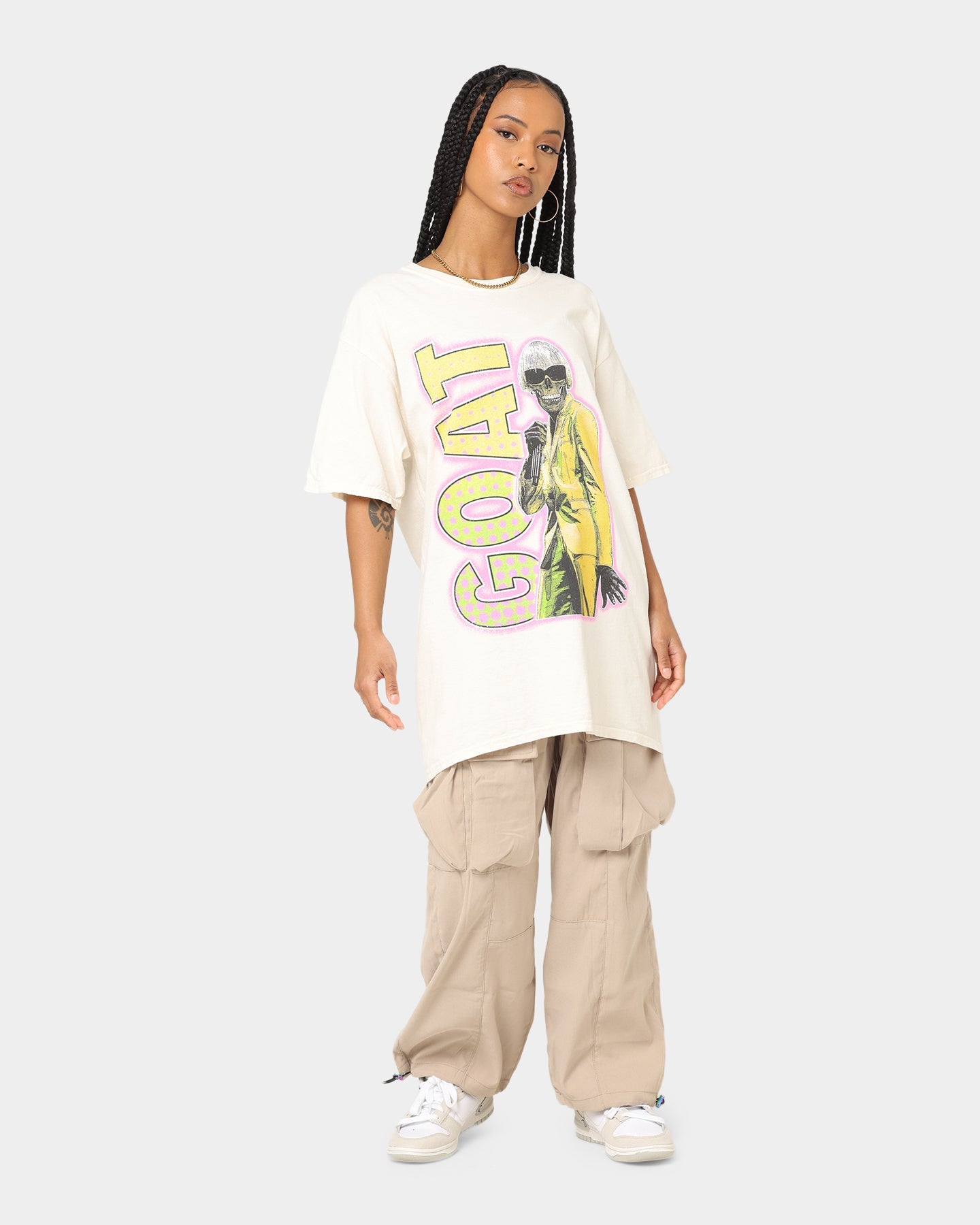 Goat Crew Bob Cut Skelly T-Shirt Off White Style001