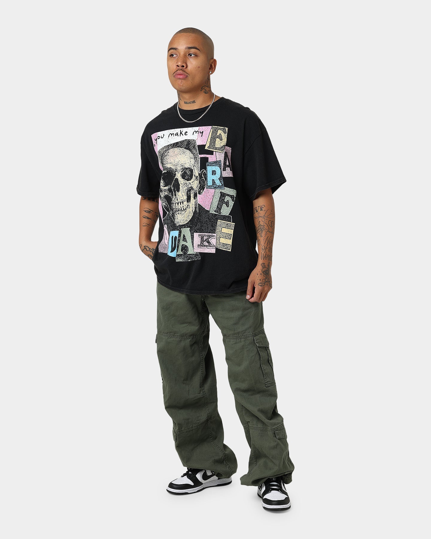 Goat Crew Earfquake Skull Vintage T-Shirt Black Wash