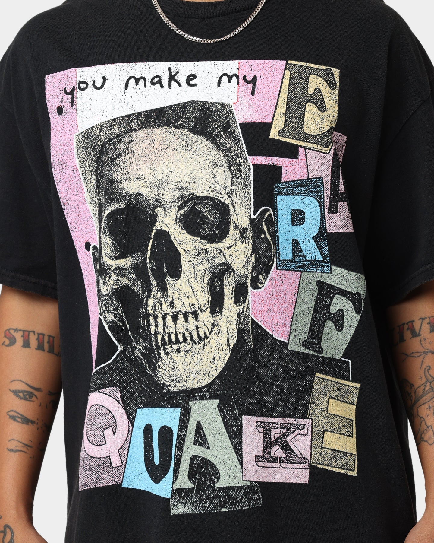 Goat Crew Earfquake Skull Vintage T-Shirt Black Wash