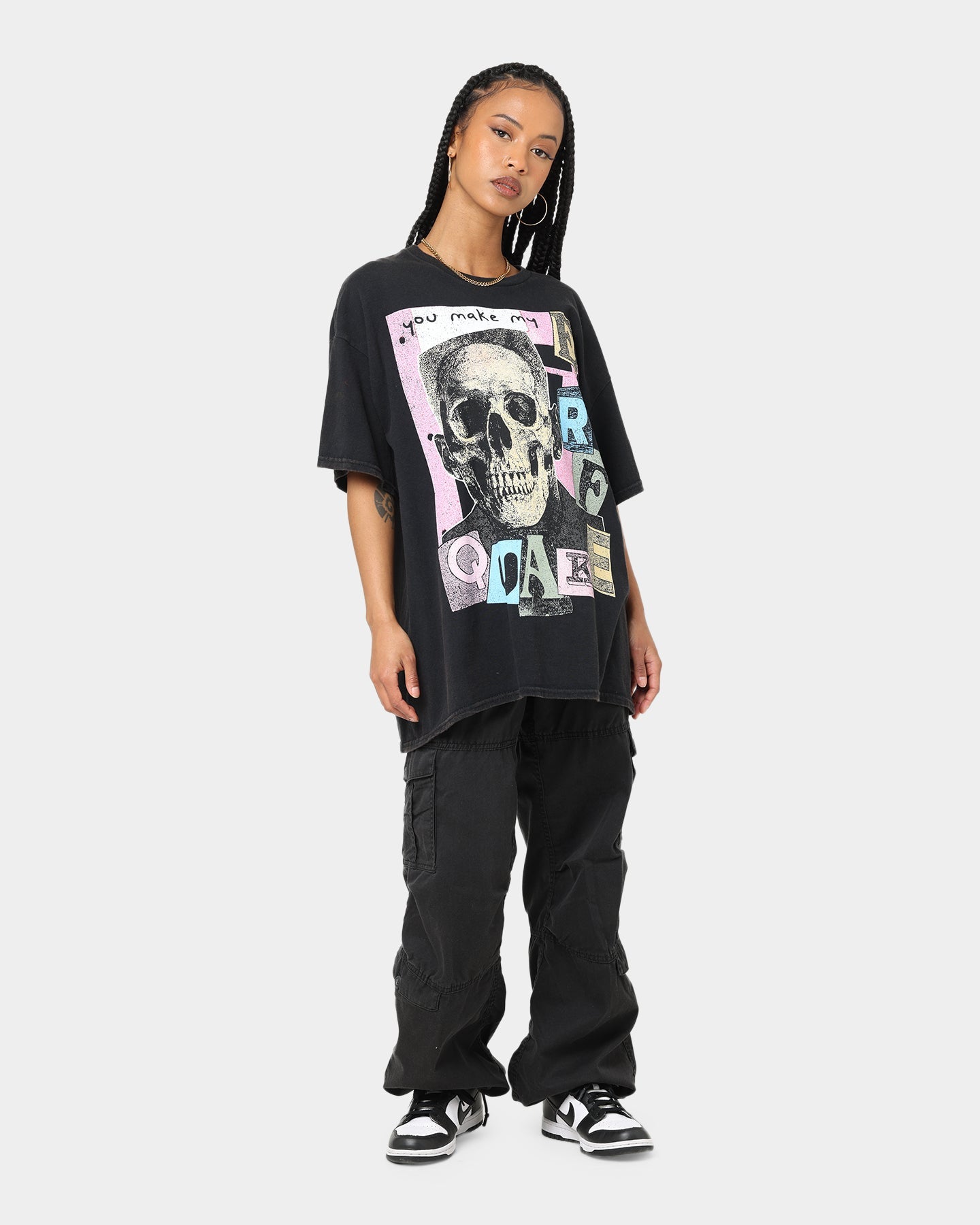 Goat Crew Earfquake Skull Vintage T-Shirt Black Wash Style001