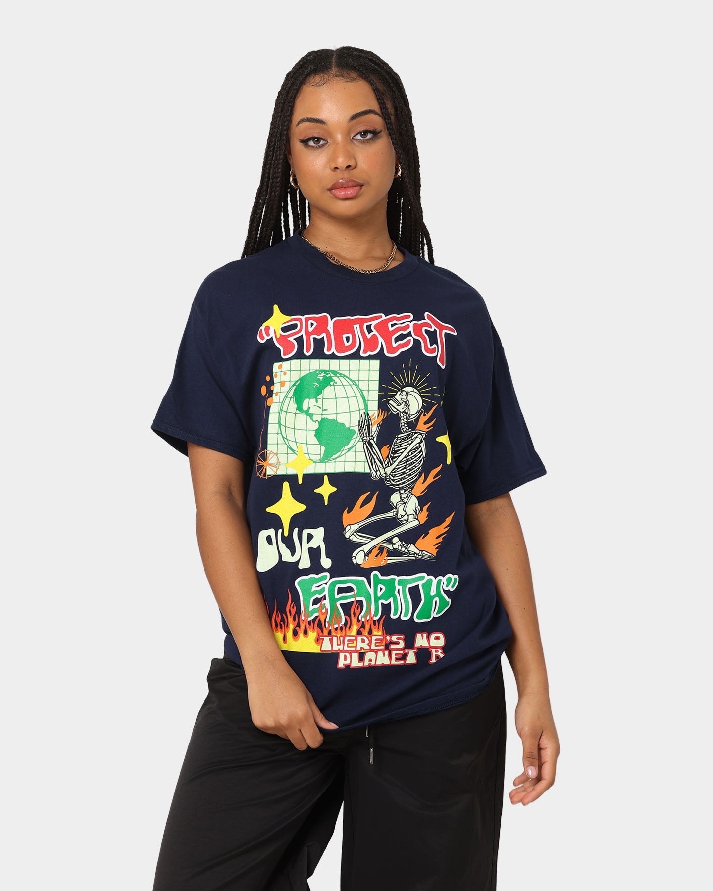 Goat Crew Protect Our Earth T-Shirt Navy Style001