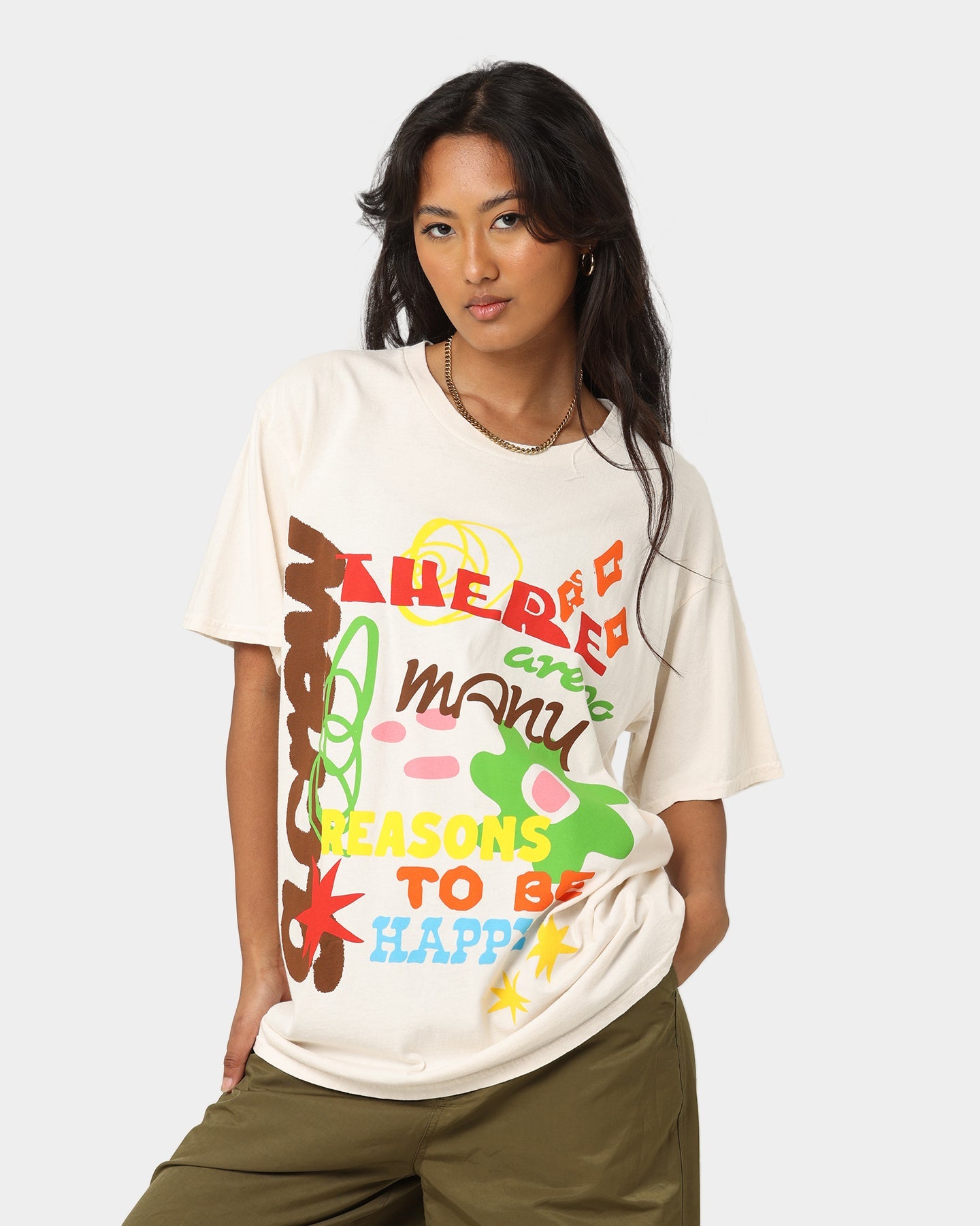 Goat Crew Reasons To Be Happy T-Shirt Off White Style001