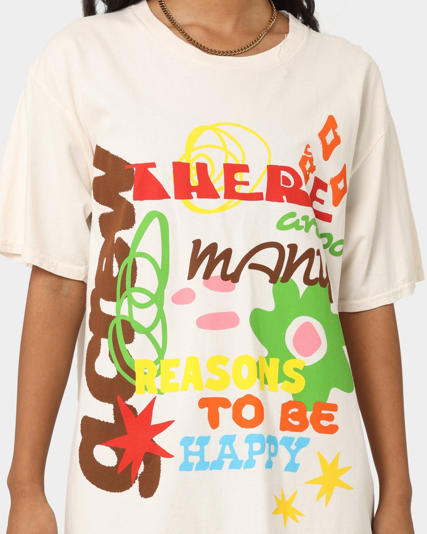 Goat Crew Reasons To Be Happy T-Shirt Off White Style001
