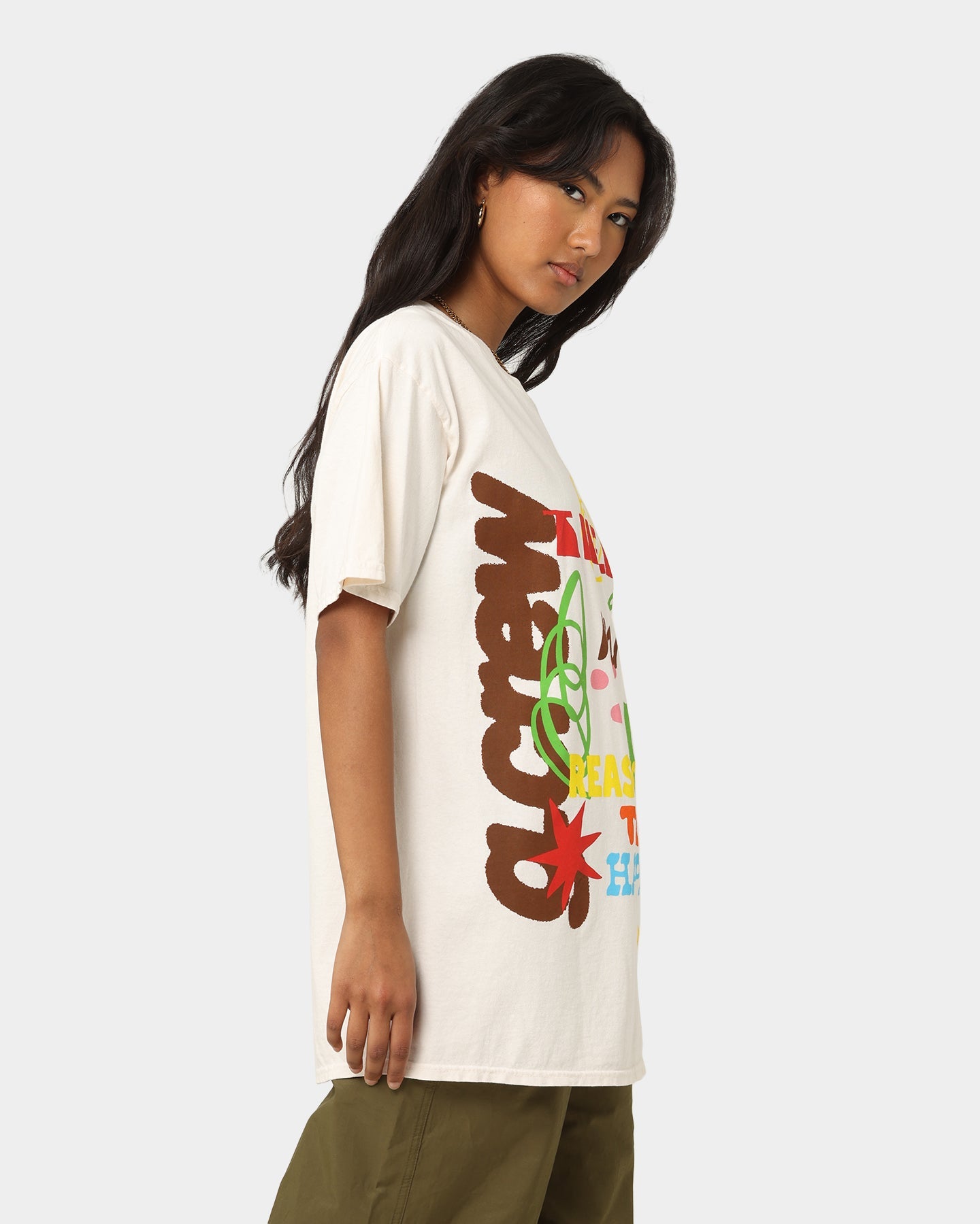 Goat Crew Reasons To Be Happy T-Shirt Off White Style001
