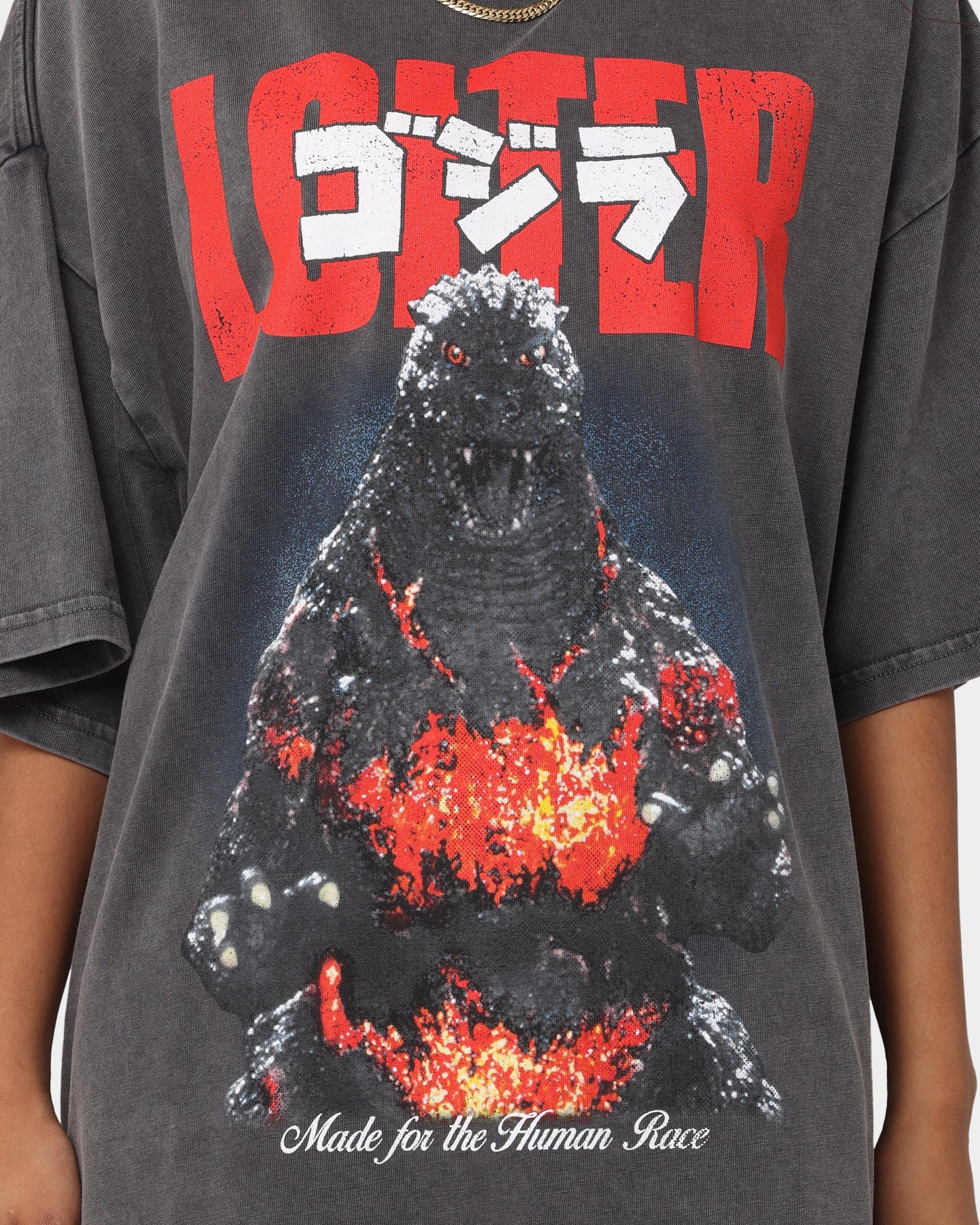 Loiter X Godzilla Godzilla Vintage T-Shirt Charcoal Style001