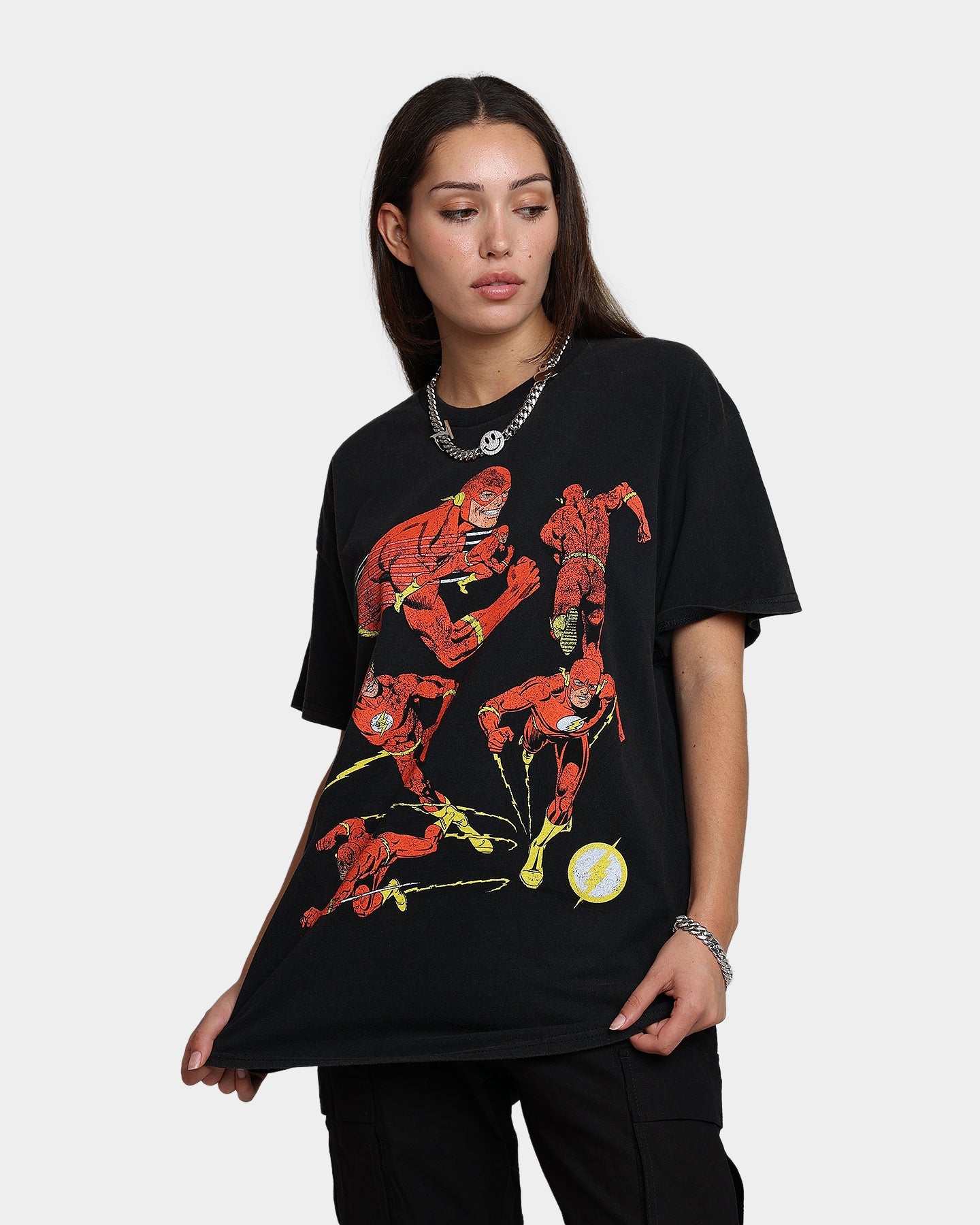 Goat Crew X The Flash Flash Multiply Vintage T-Shirt Washed Black Style001