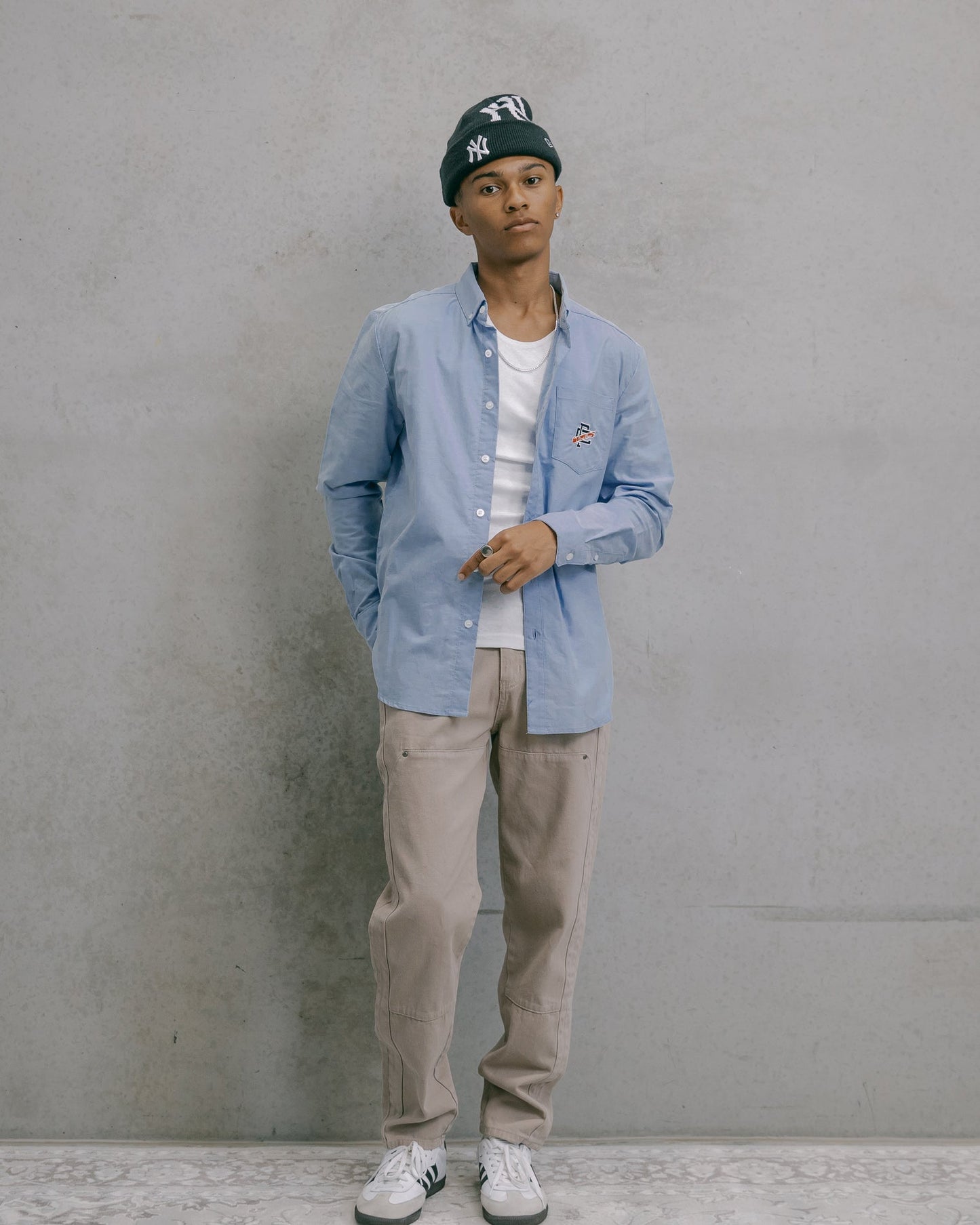 Carre Team Paris Long Sleeve Button Up Shirt Light Blue