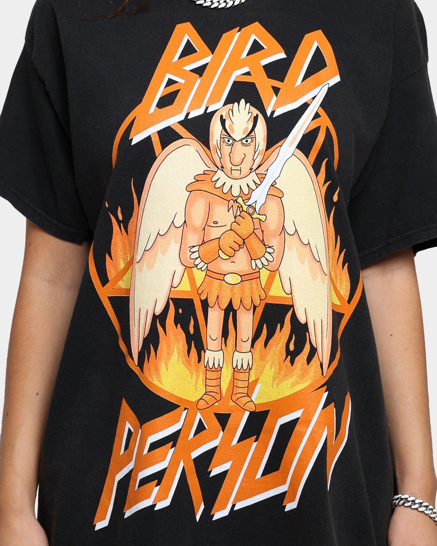 Goat Crew X Rick And Morty Bird Person Vintage T-Shirt Black Wash Style001