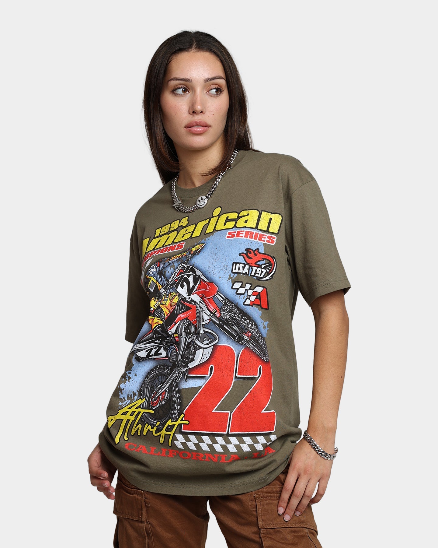 American Thrift Dirt Bike T-Shirt Military Style001