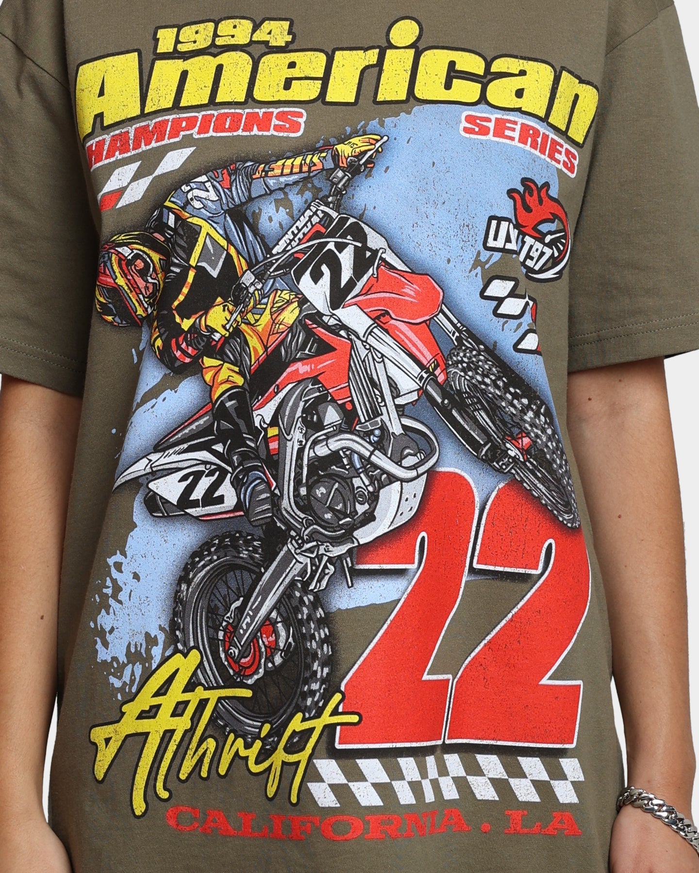 American Thrift Dirt Bike T-Shirt Military Style001