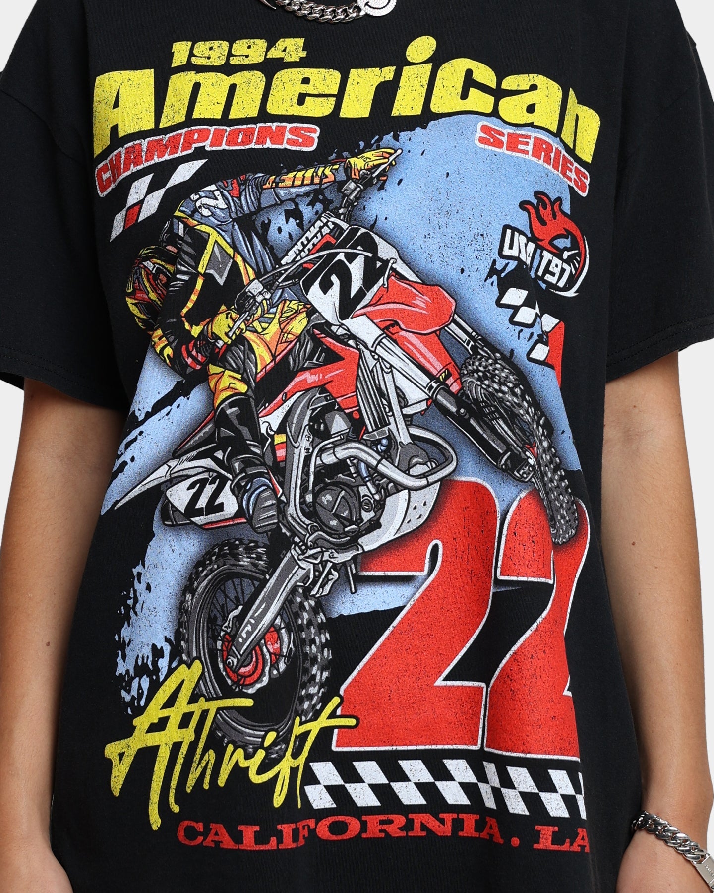 American Thrift Dirt Bike T-Shirt Off Black Style001