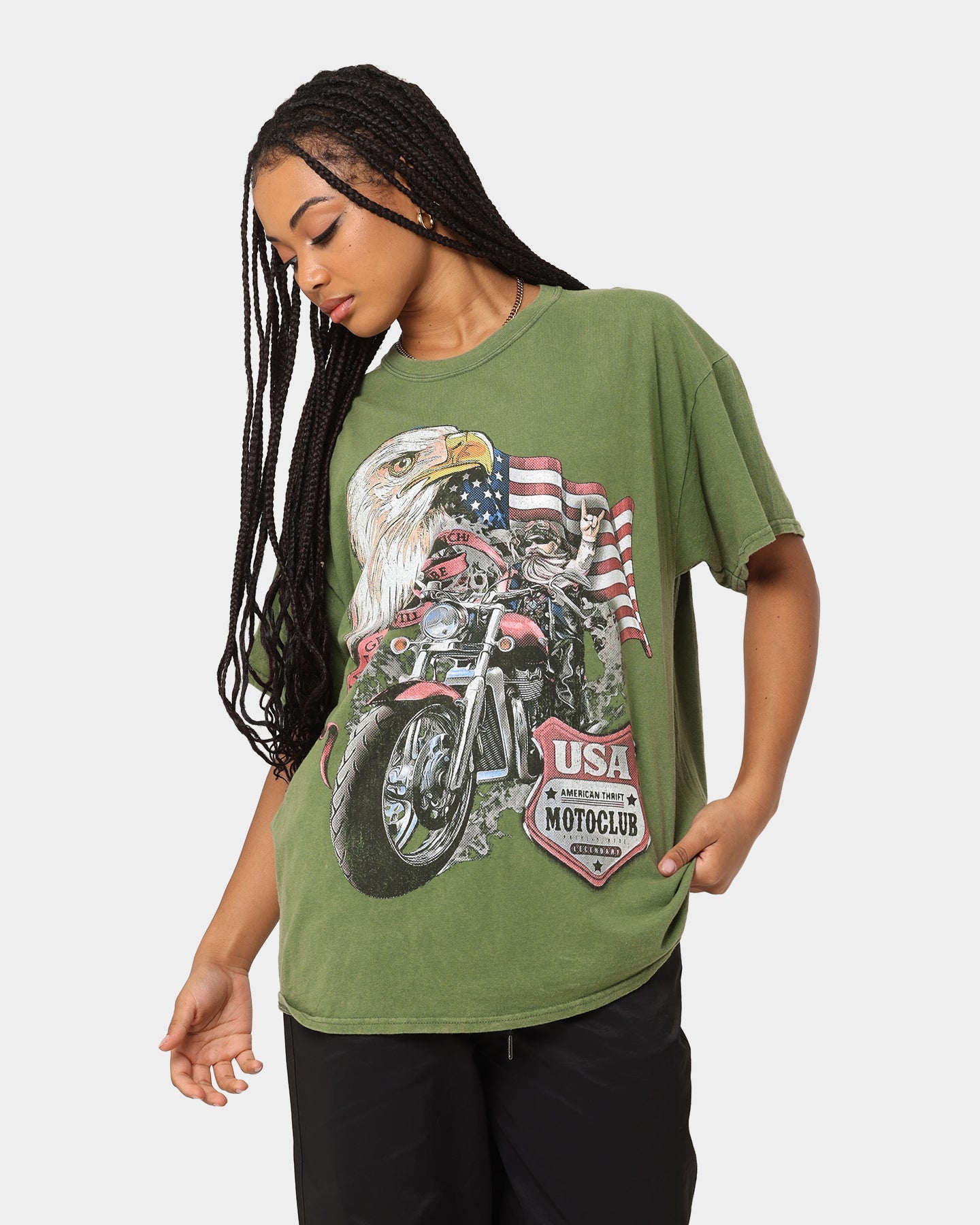 American Thrift Eagle Moto Club T-Shirt Military Style001