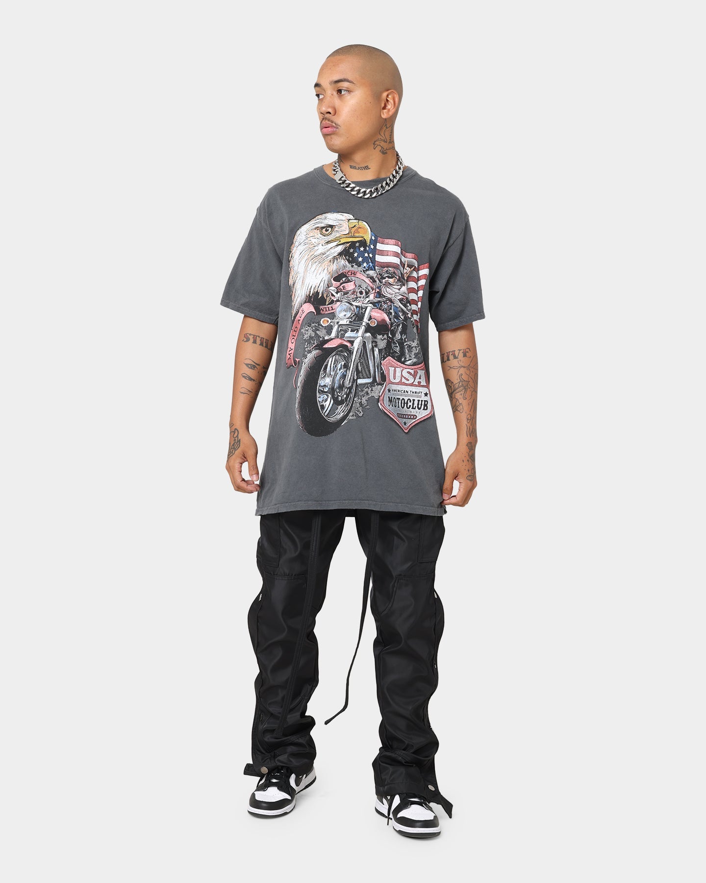 American Thrift Eagle Moto Club T-Shirt Off Black