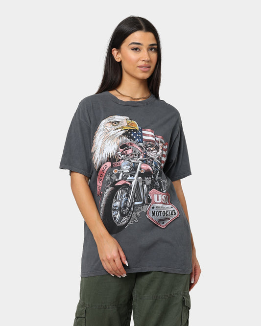 American Thrift Eagle Moto Club T-Shirt Off Black Style001
