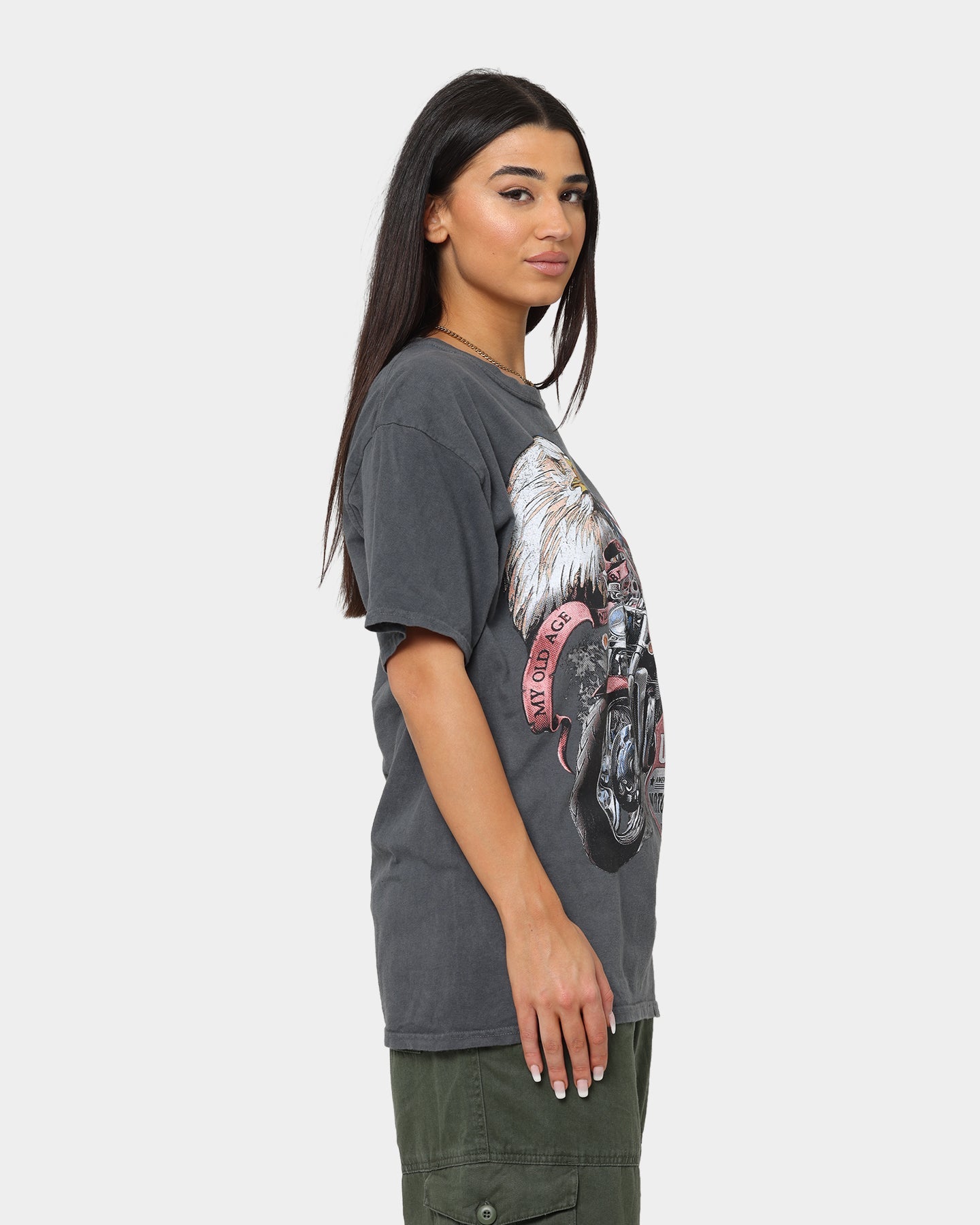 American Thrift Eagle Moto Club T-Shirt Off Black Style001