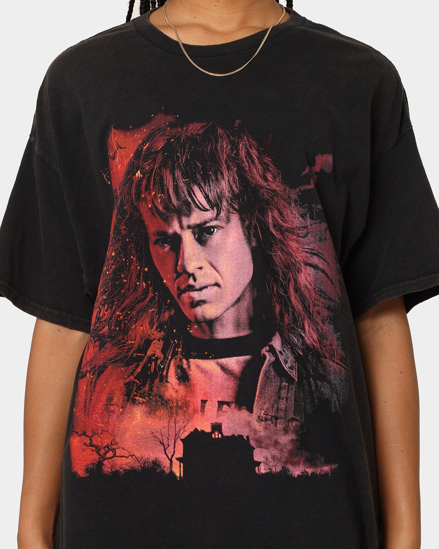 Goat Crew X Stranger Things Eddie Vintage T-Shirt Black Wash Style001
