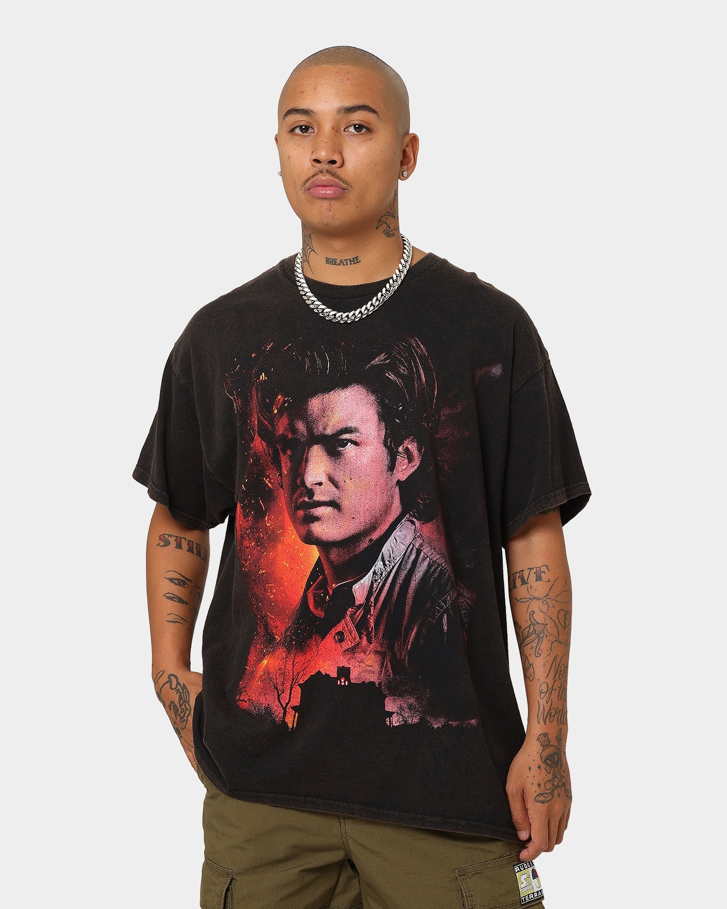 Goat Crew X Stranger Things Steve Vintage T-Shirt Black Wash