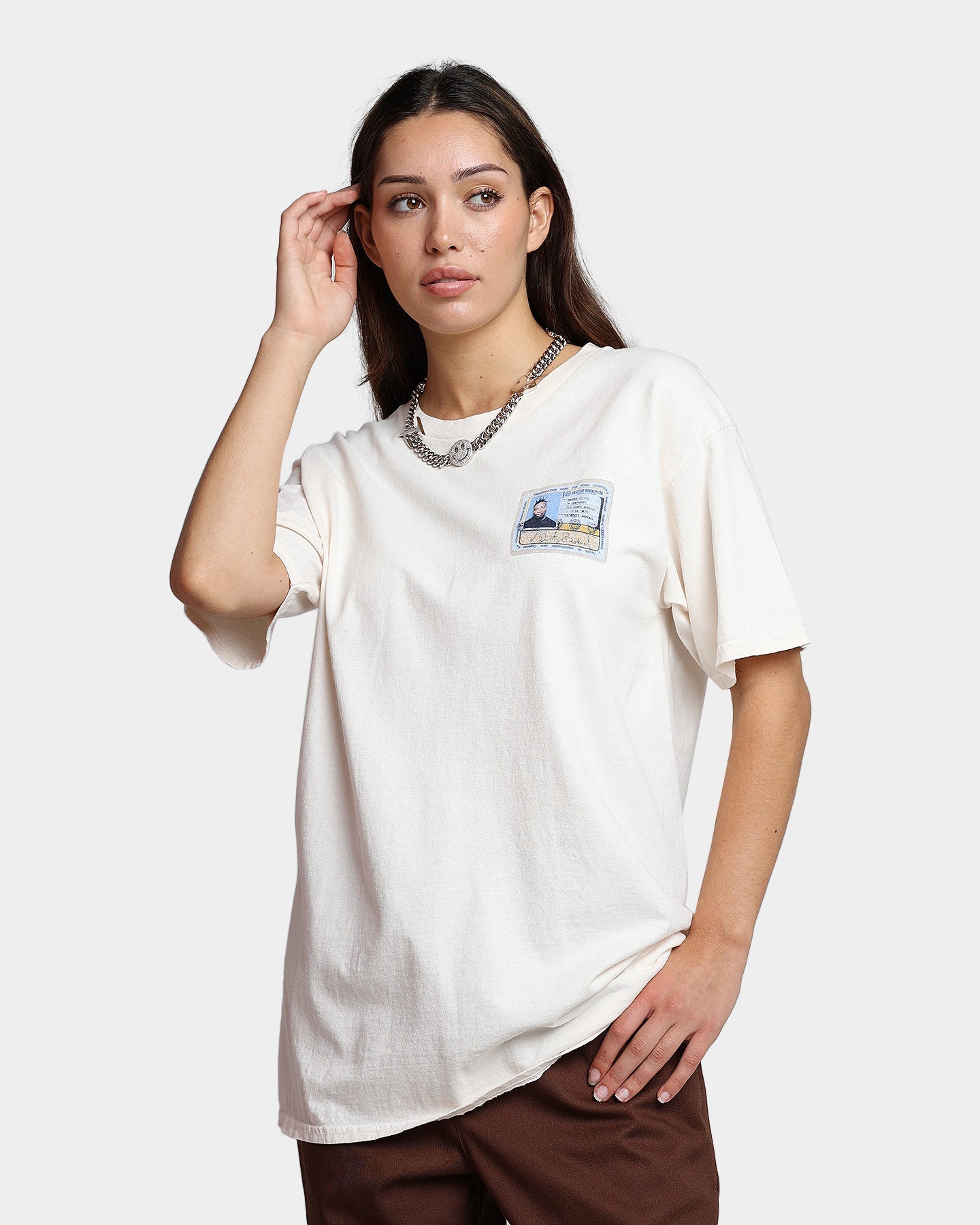 Goat Crew X Ol' Dirty Bastard ID Card Short Sleeve T-Shirt Off White Style001