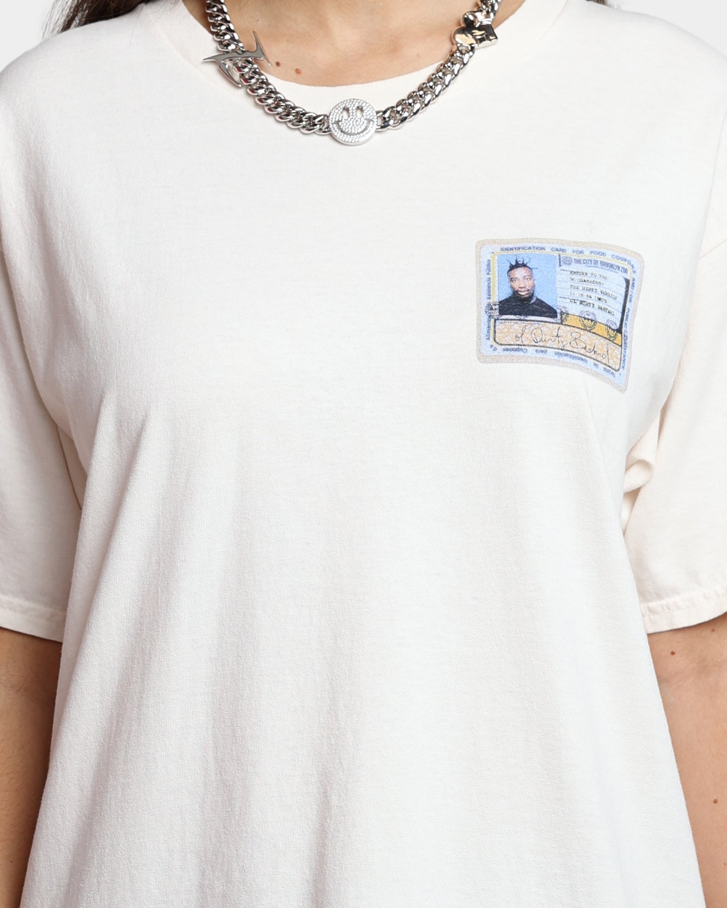 Goat Crew X Ol' Dirty Bastard ID Card Short Sleeve T-Shirt Off White Style001