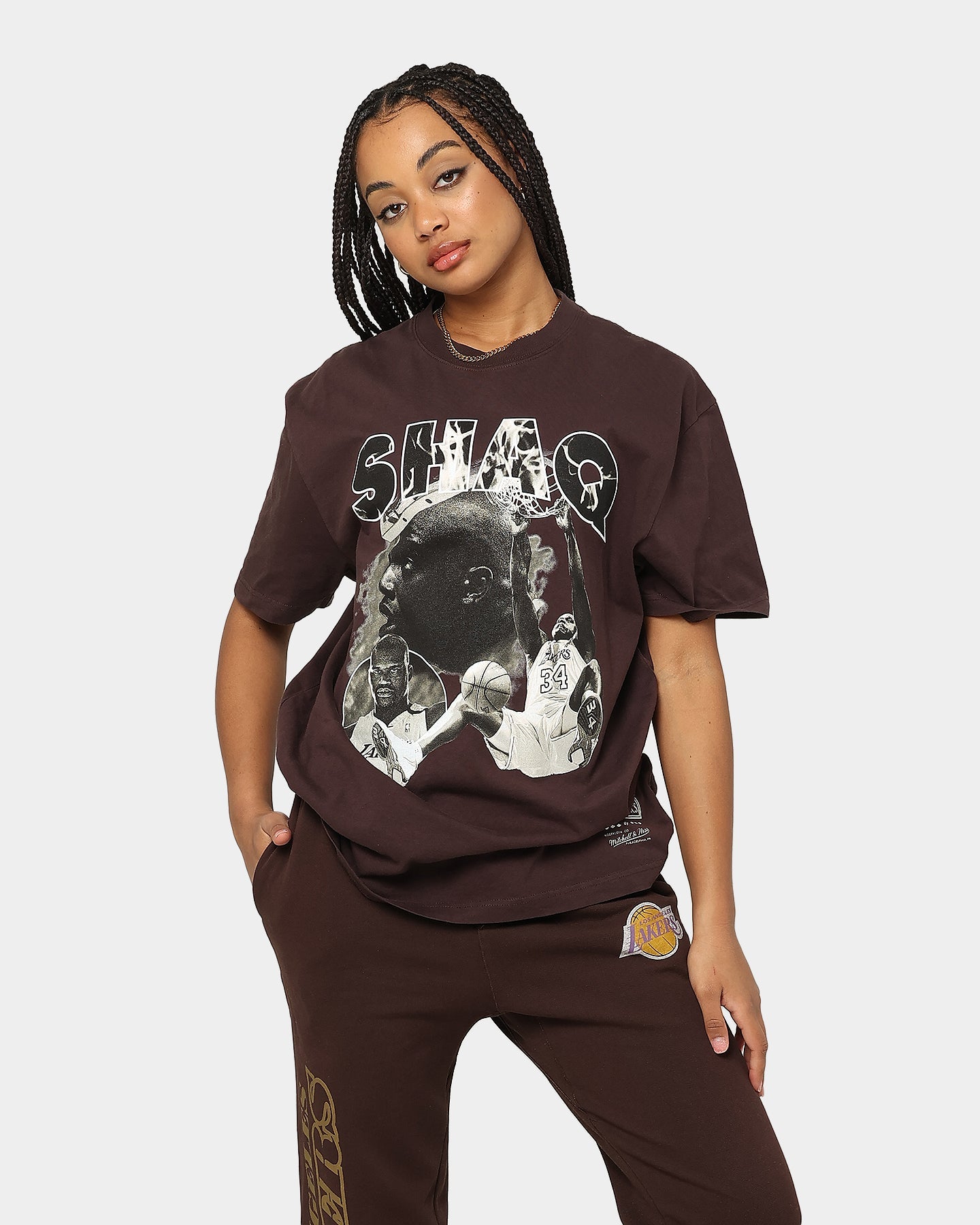 Mitchell & Ness Los Angeles Lakers Shaquille O'Neal Baroque T-Shirt Baroque Brown Style001