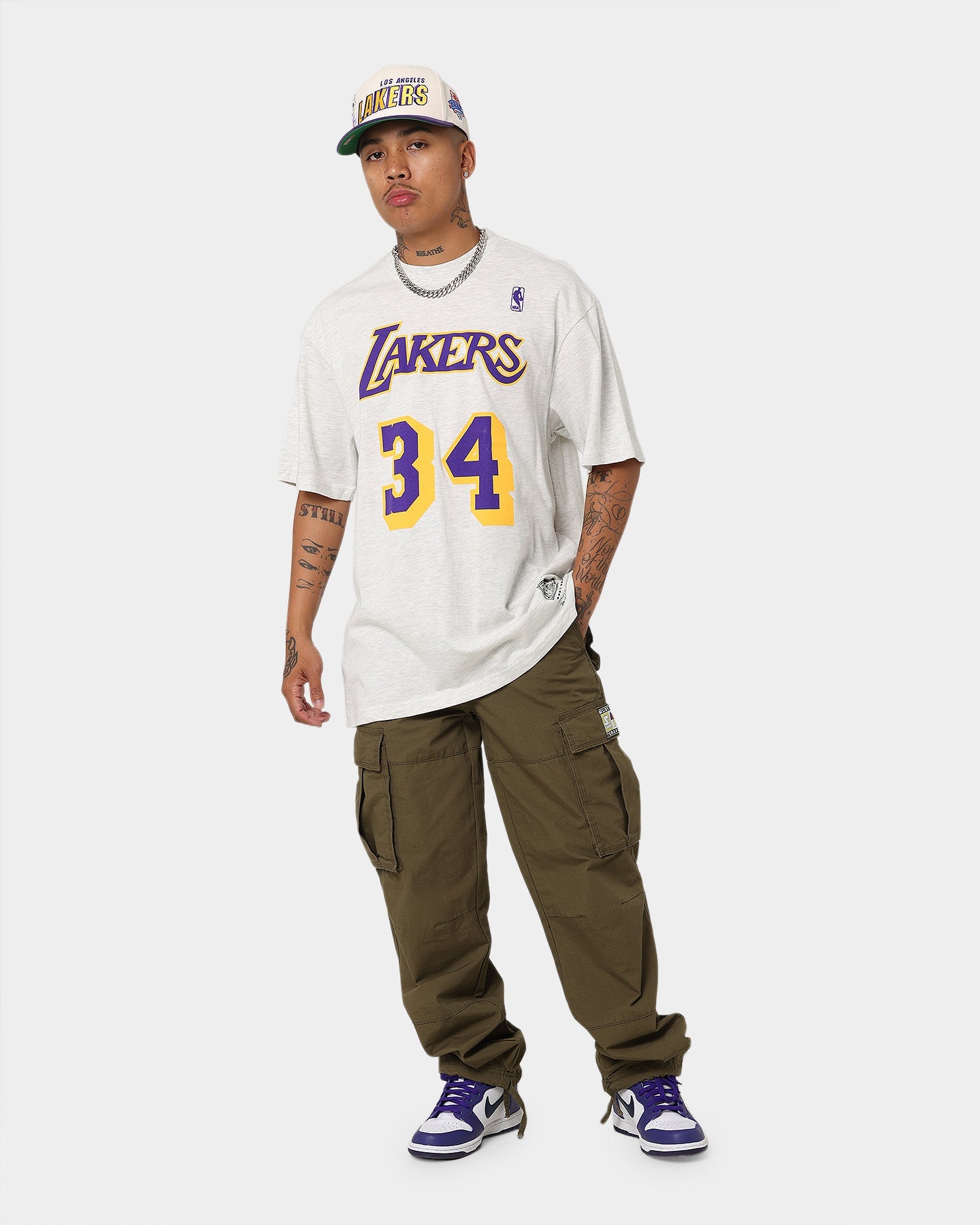 Mitchell & Ness Los Angeles Lakers Shaquille O'Neal #34 N&N T-Shirt White Marle