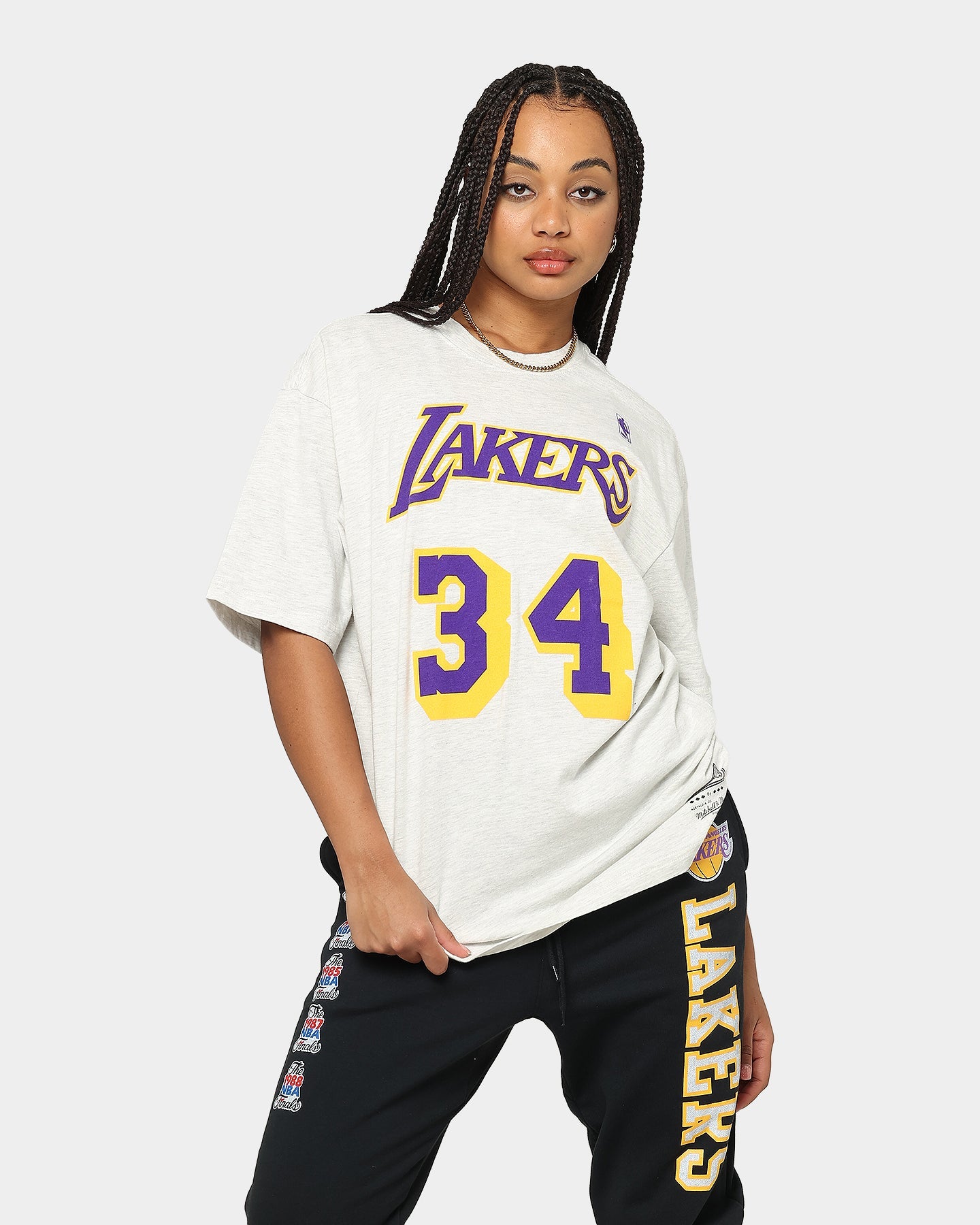Mitchell & Ness Los Angeles Lakers Shaquille O'Neal #34 N&N T-Shirt White Marle Style001