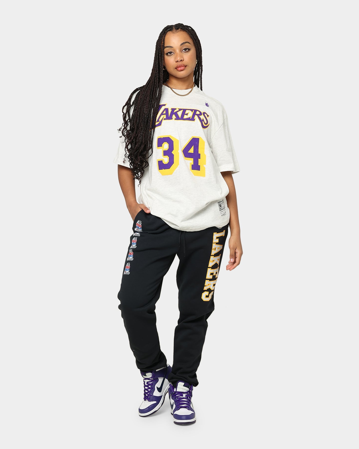 Mitchell & Ness Los Angeles Lakers Shaquille O'Neal #34 N&N T-Shirt White Marle Style001