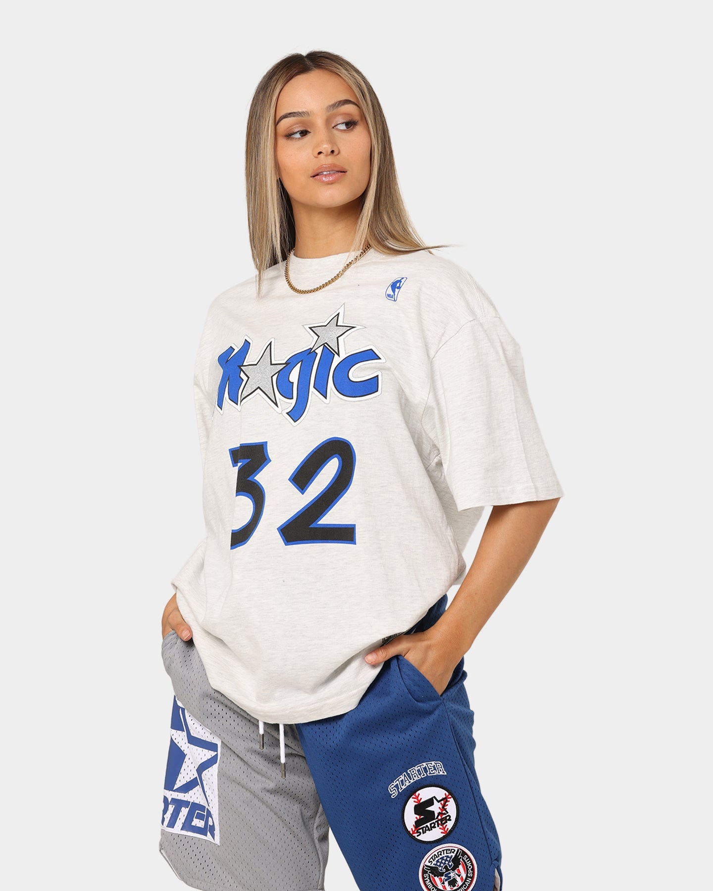 Mitchell & Ness Orlando Magic Shaquille O'Neal #32 N&N T-Shirt White Marle Style001
