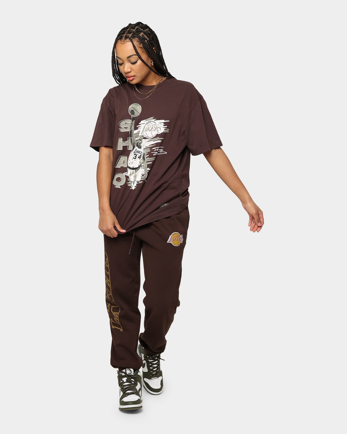Mitchell & Ness Los Angeles Lakers Shaquille O'Neal Scribble T-Shirt Baroque Brown Style001