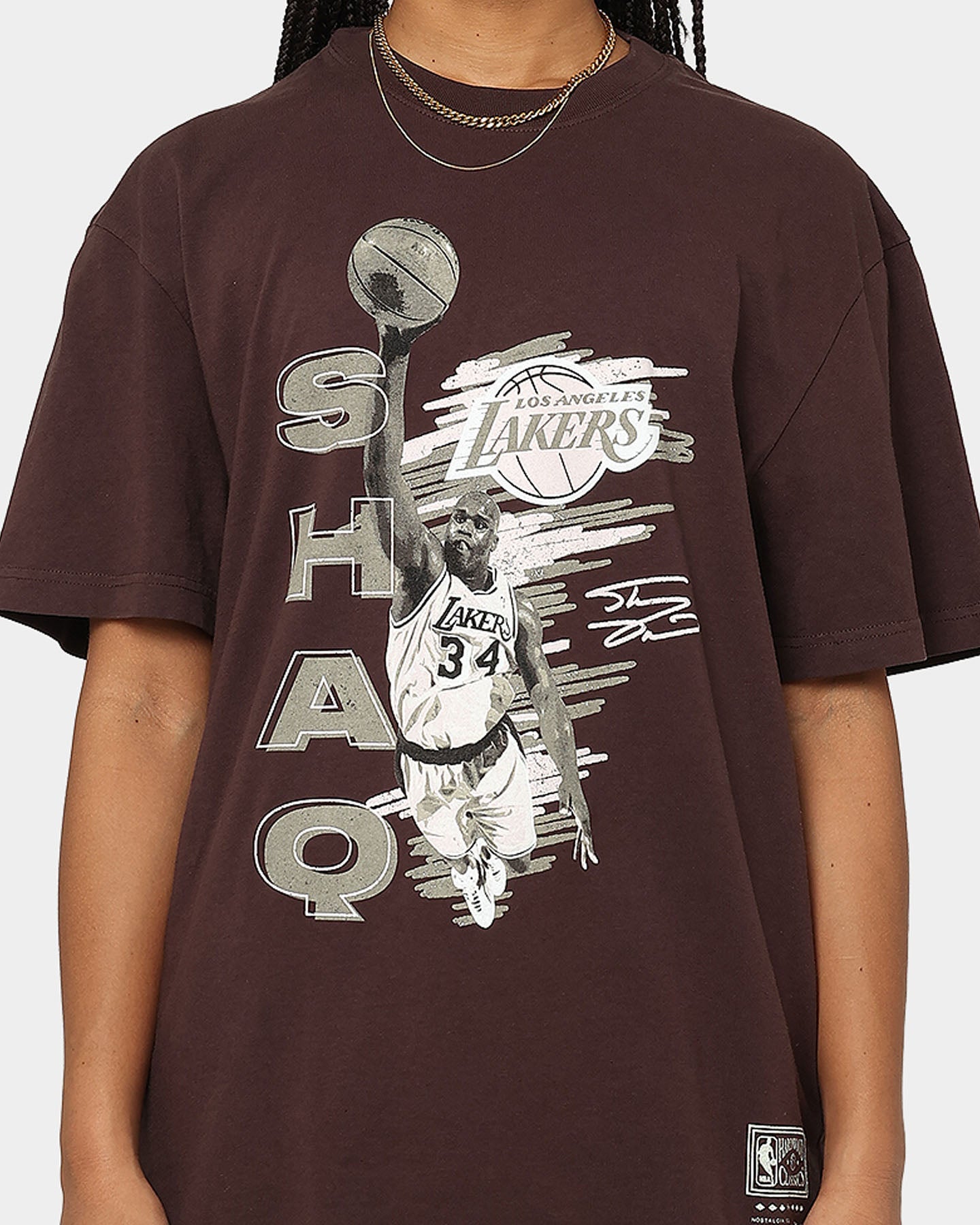 Mitchell & Ness Los Angeles Lakers Shaquille O'Neal Scribble T-Shirt Baroque Brown Style001
