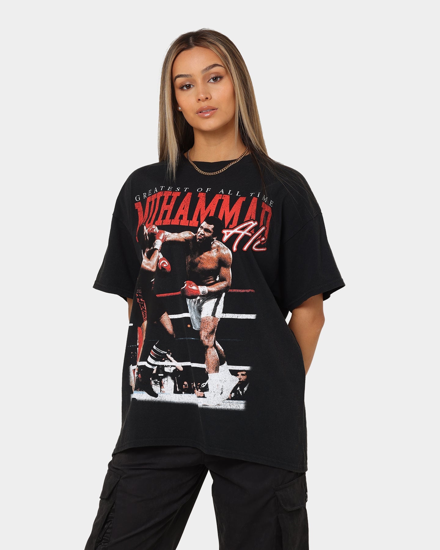 Goat Crew X Muhammad Ali Knock Out T-Shirt Black Wash Style001