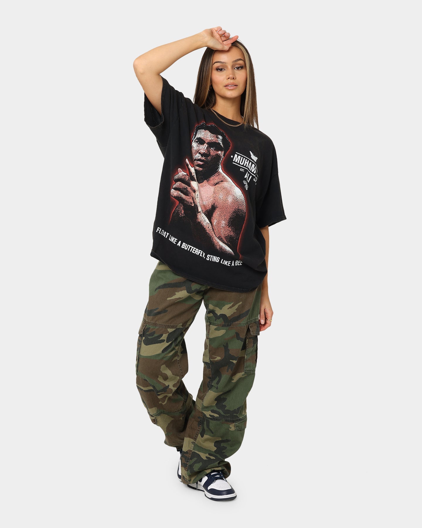Goat Crew X Muhammad Ali Slogan T-Shirt Black Wash Style001
