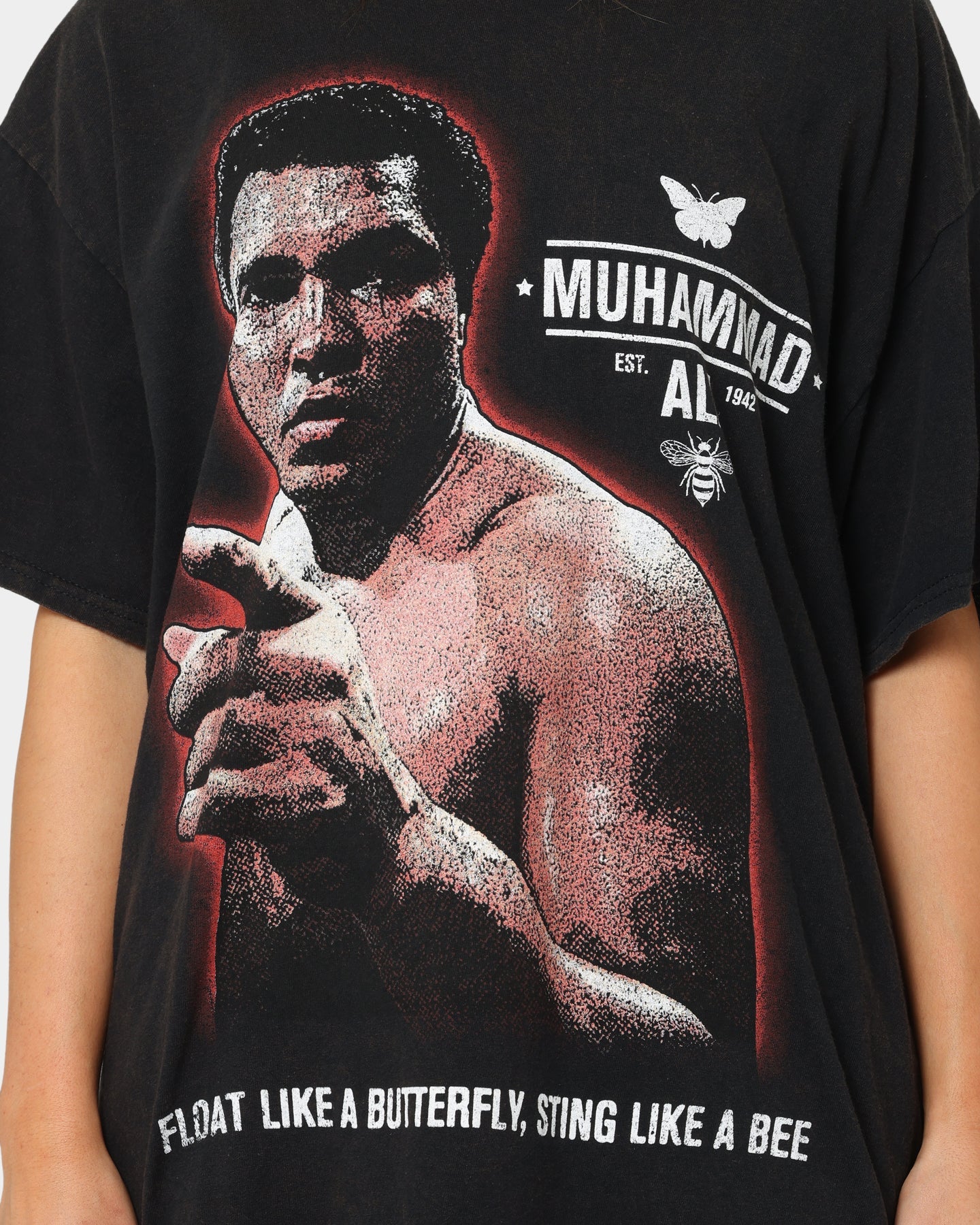 Goat Crew X Muhammad Ali Slogan T-Shirt Black Wash Style001