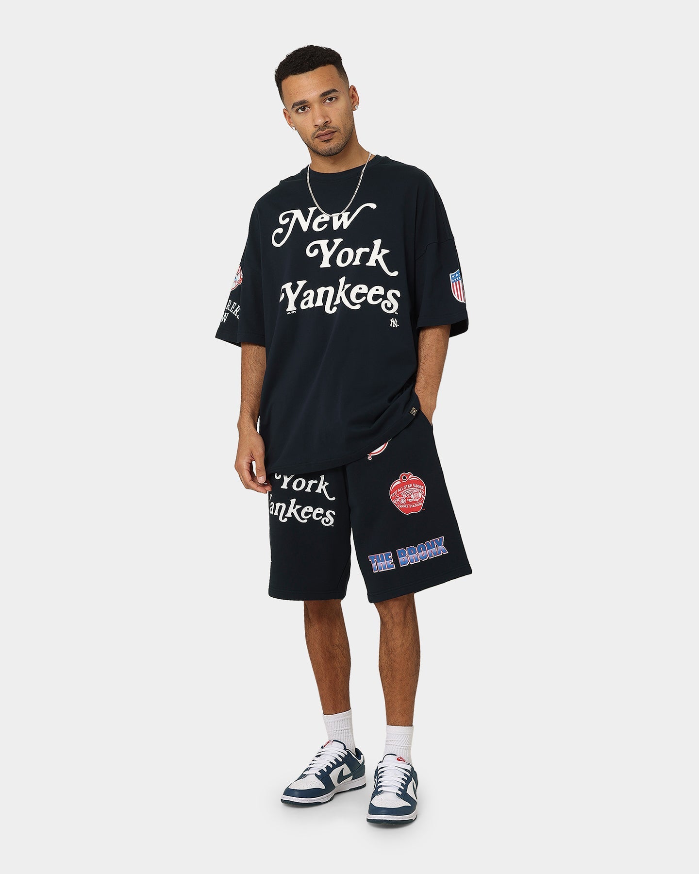 Majestic Athletic New York Yankees Puff Print Patch Oversized T-Shirt True Navy