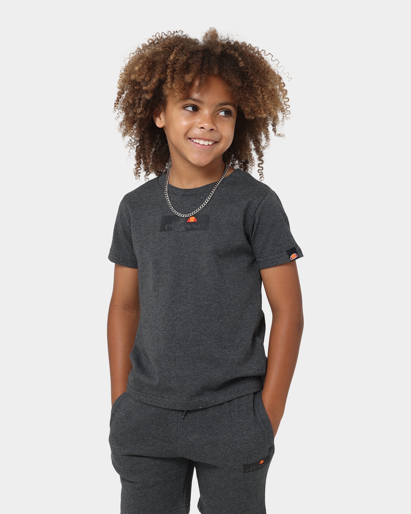 Ellesse Kids' Bravo T-Shirt/Short Set Dark Grey Marle