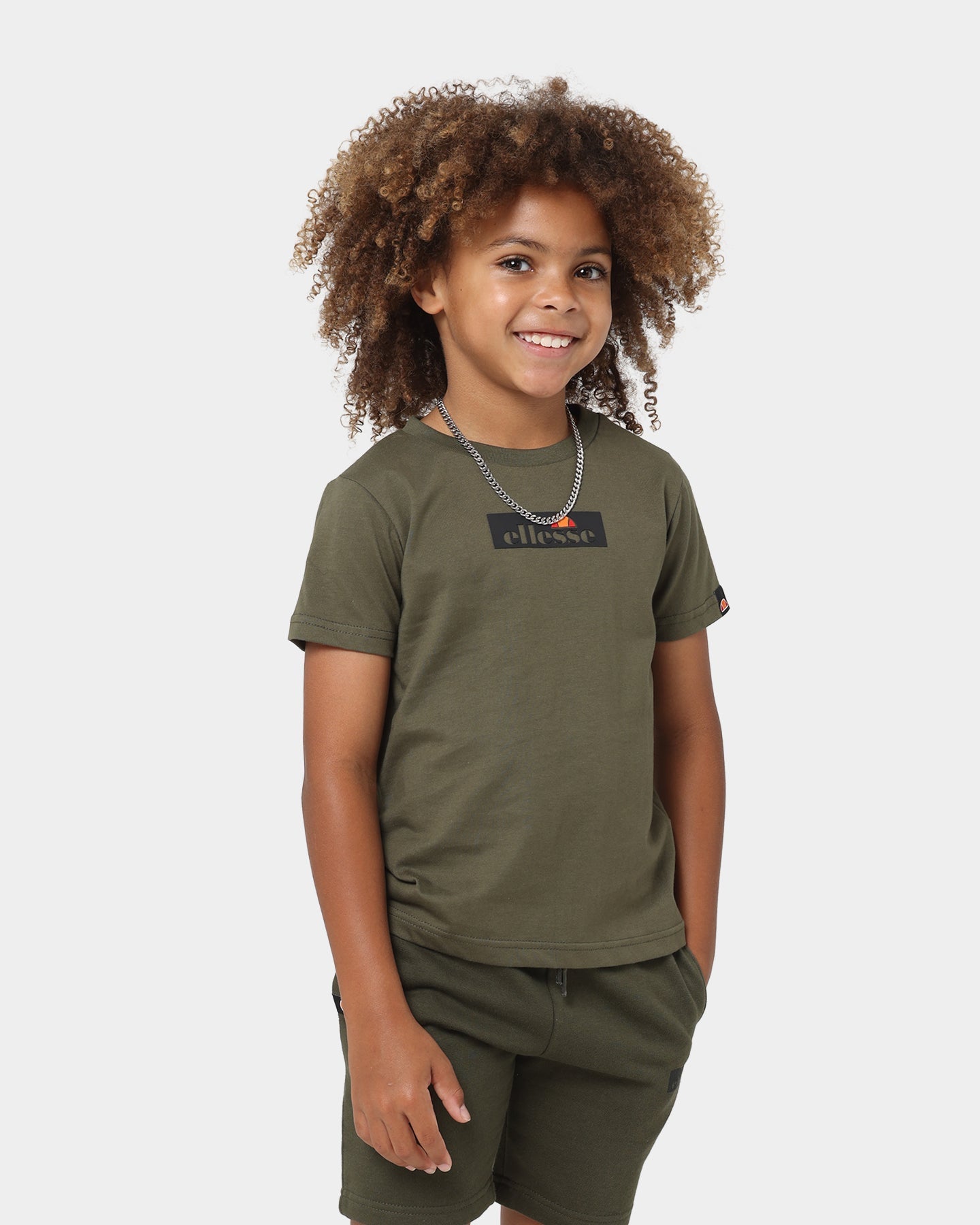 Ellesse Kids' Bravo T-Shirt/Short Set Khaki