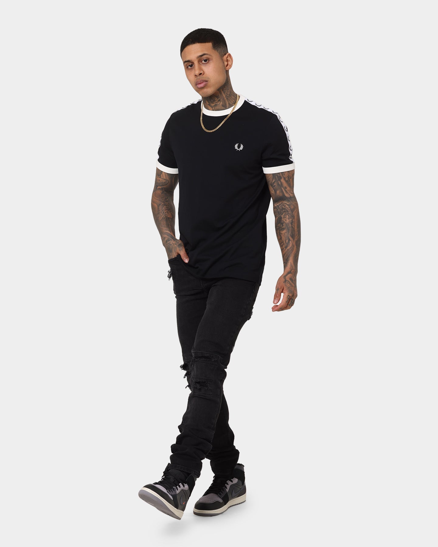Fred Perry Taped Ringer T-Shirt Black