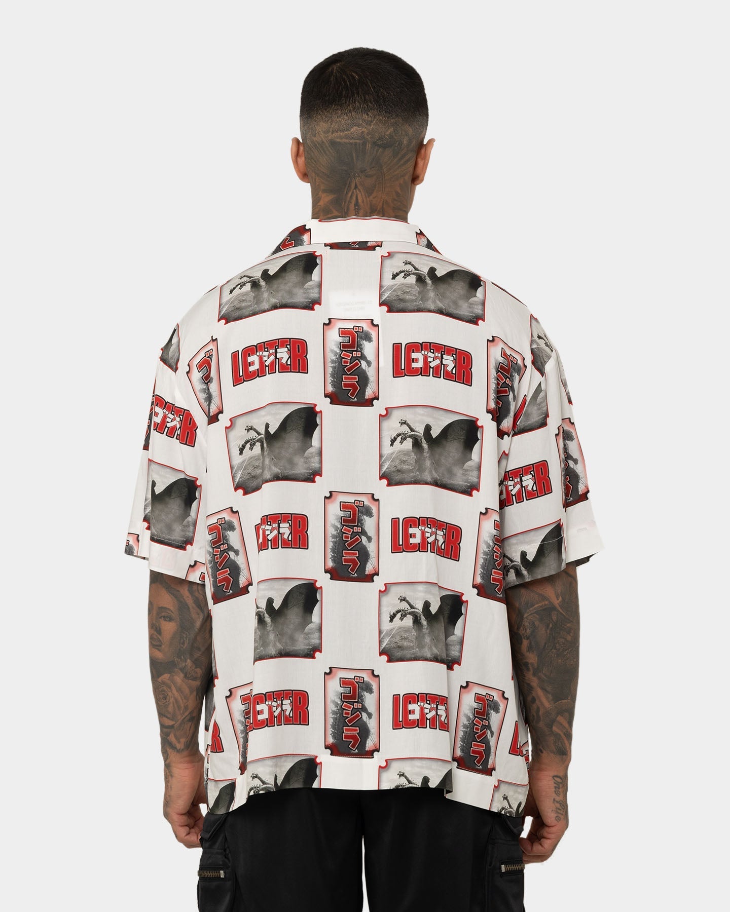 Loiter X Godzilla Godzilla Button Up Shirt White