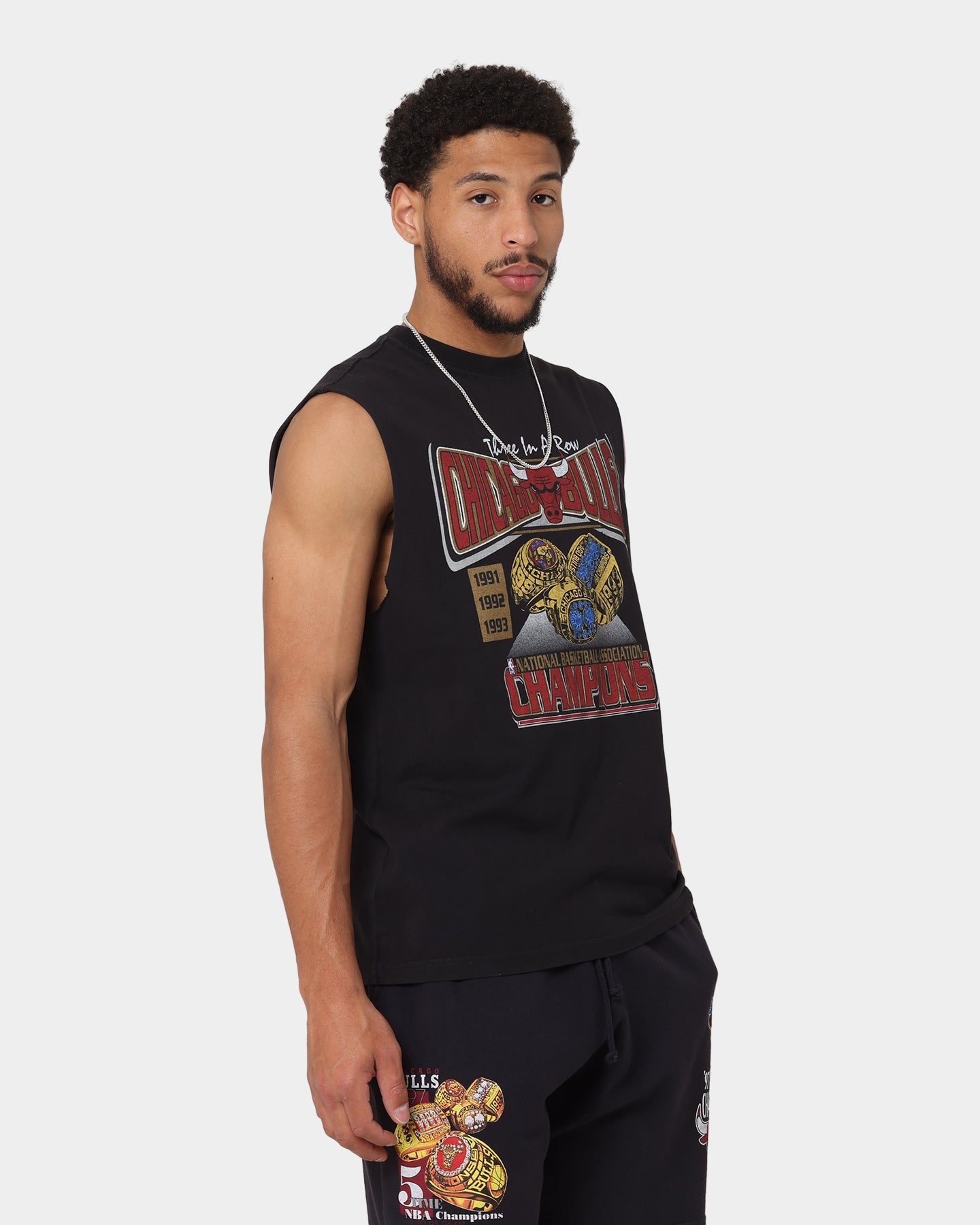Mitchell & Ness Chicago Bulls '91-'93 Champions Muscle Vintage T-Shirt Faded Black