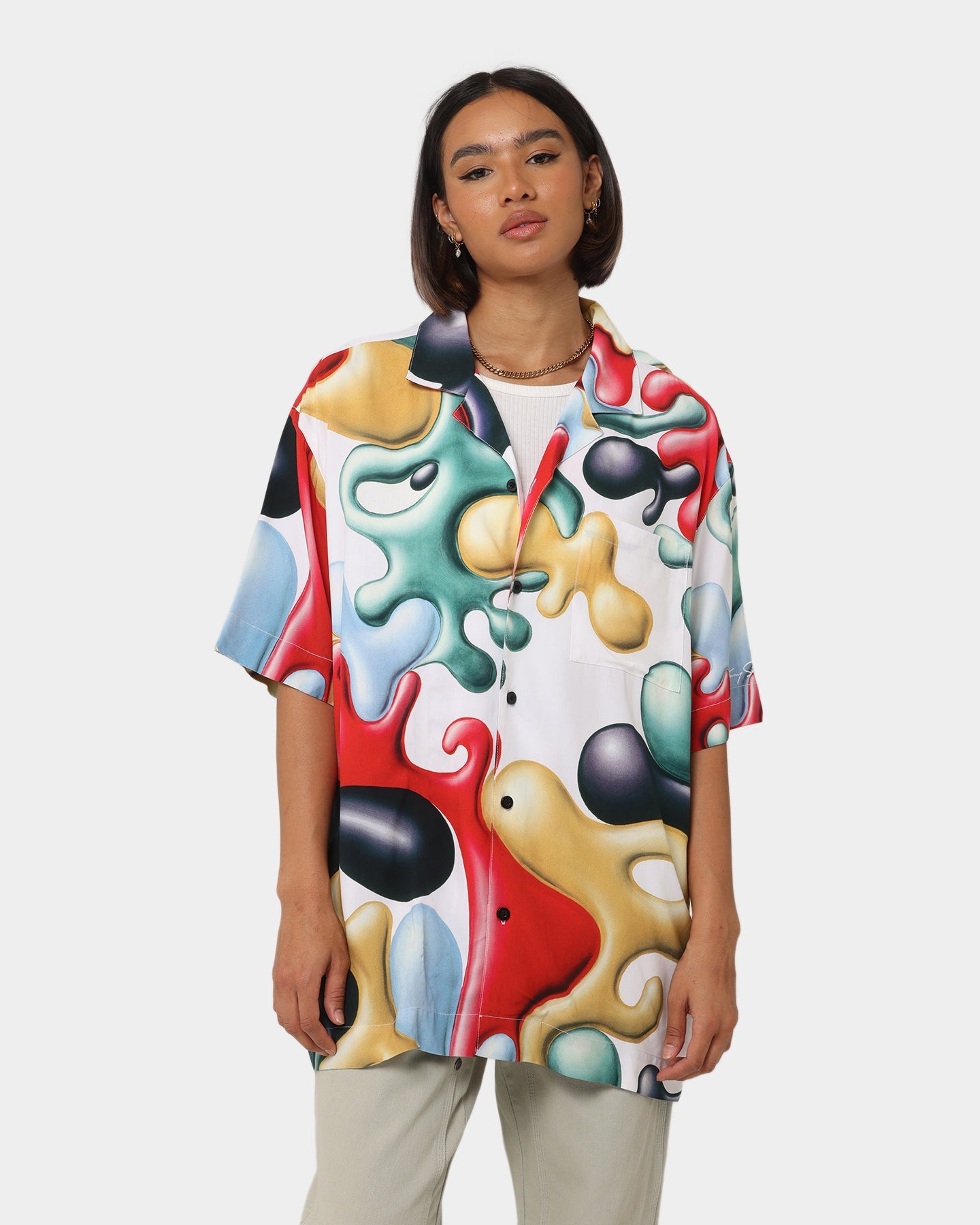 Carr√© X Kenny Scharf Blobareblob Button Up Shirt Off White Style001