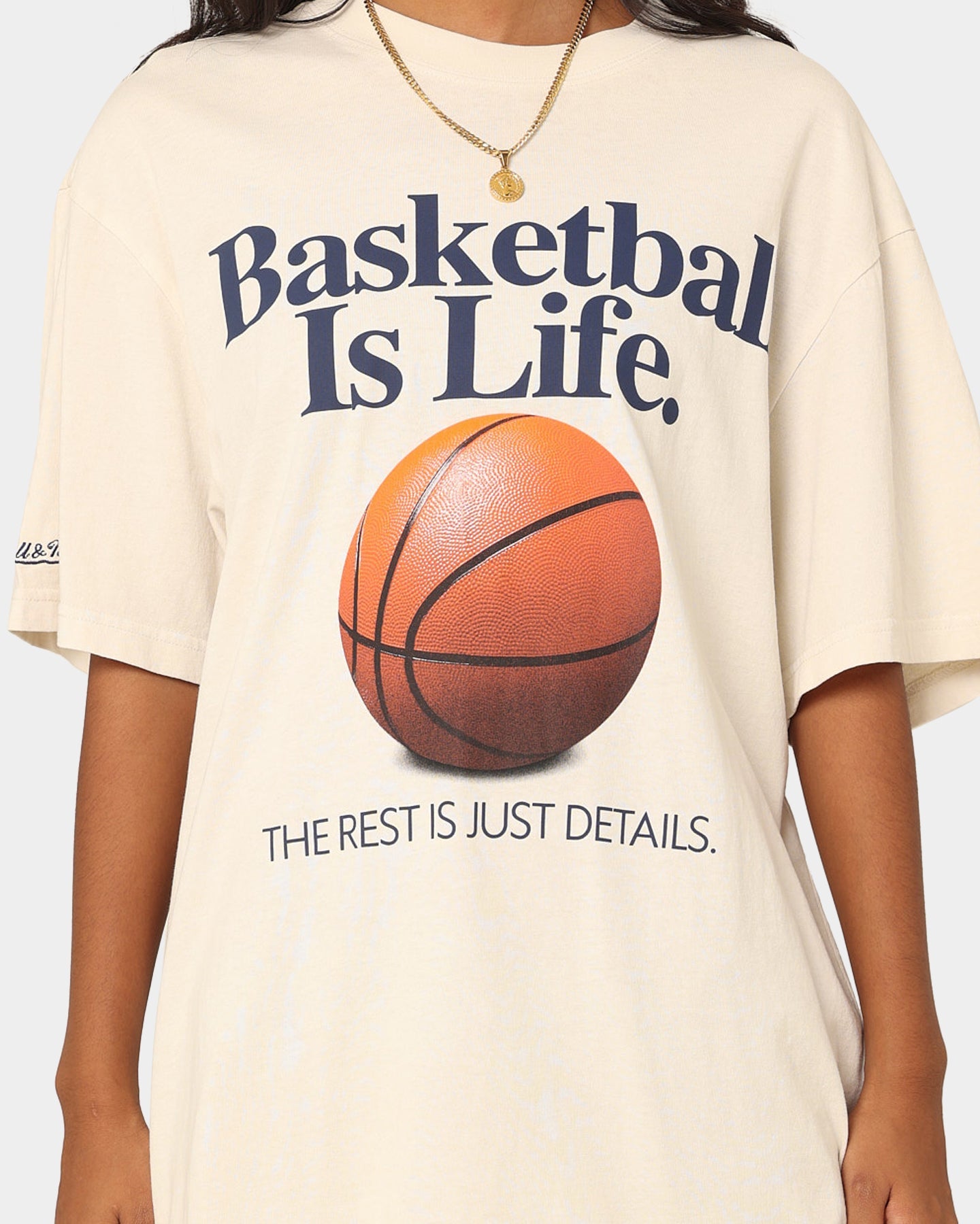 Mitchell & Ness Basketball Is Life T-Shirt Unbleached Style001