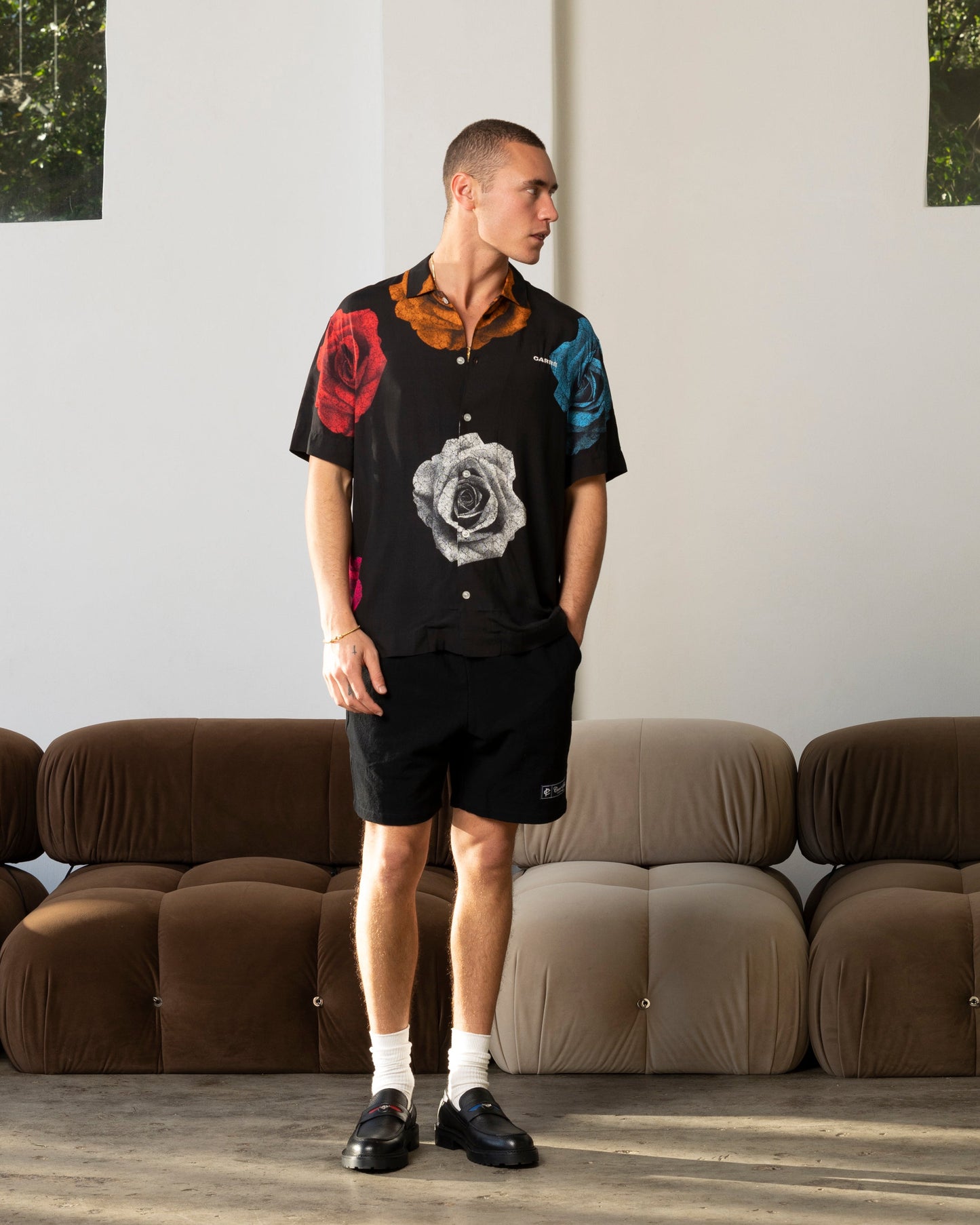 Carr√© Rose Bunch Button Up Shirt Black