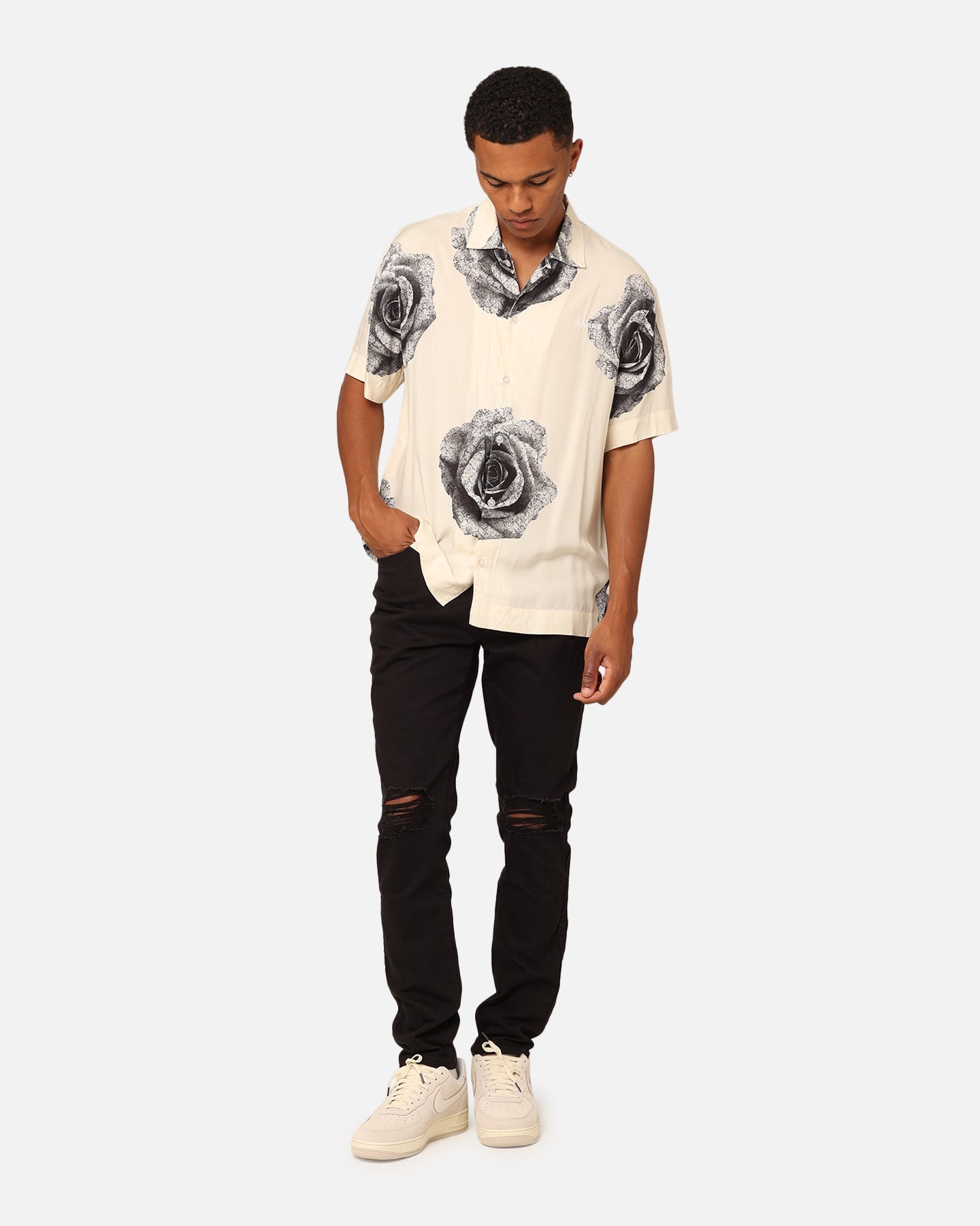 Carr√© Rose Bunch Button Up Shirt Off White
