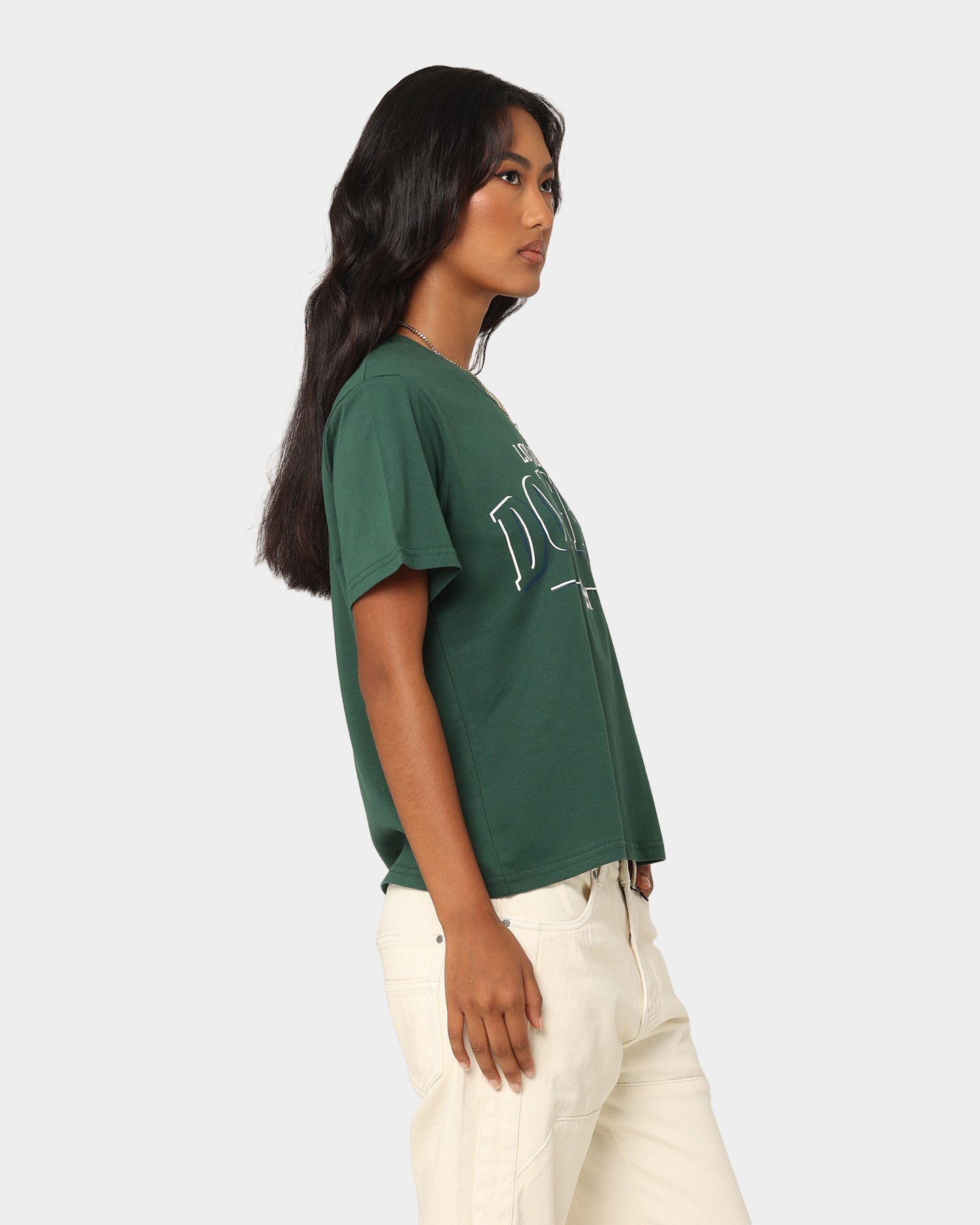 Majestic Athletic Women's Los Angeles Dodgers Boxy T-Shirt Dark Cedar