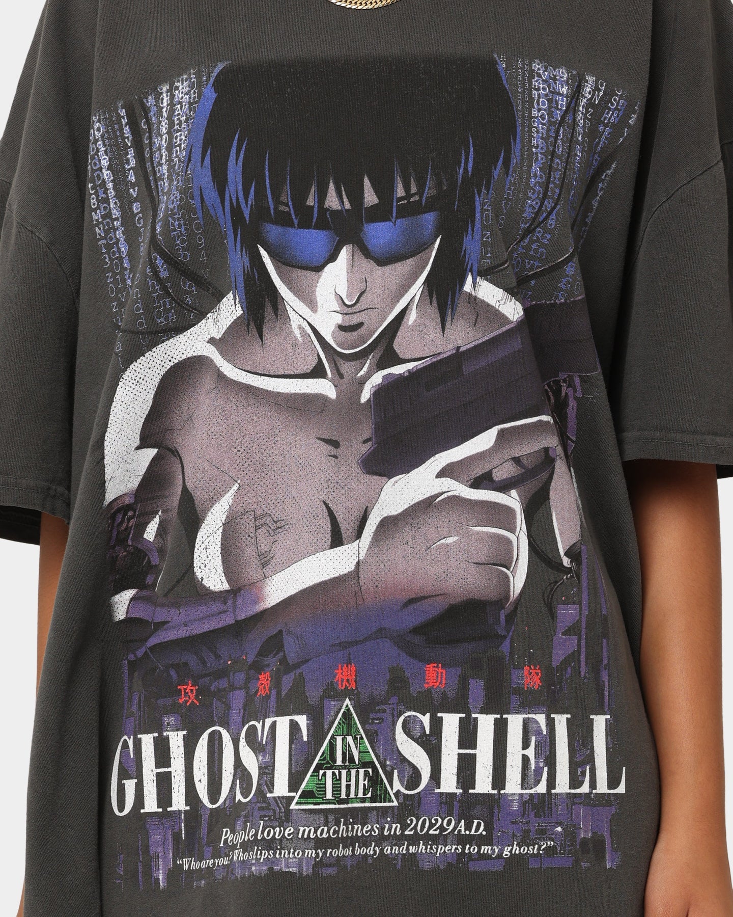Goat Crew X Ghost In The Shell GITS Poster Heavyweight Vintage T-Shirt Vintage Black Style001