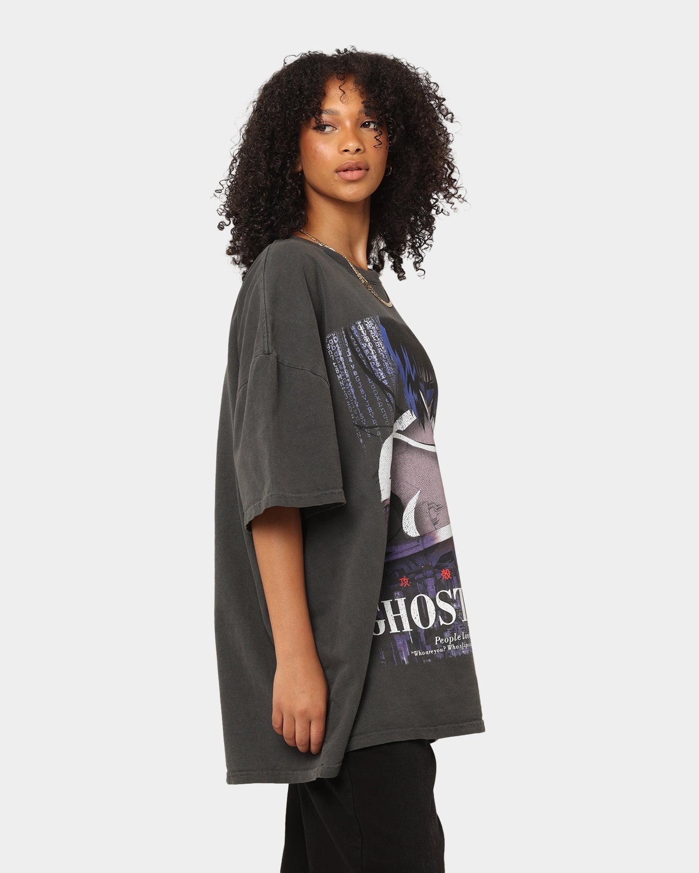 Goat Crew X Ghost In The Shell GITS Poster Heavyweight Vintage T-Shirt Vintage Black Style001