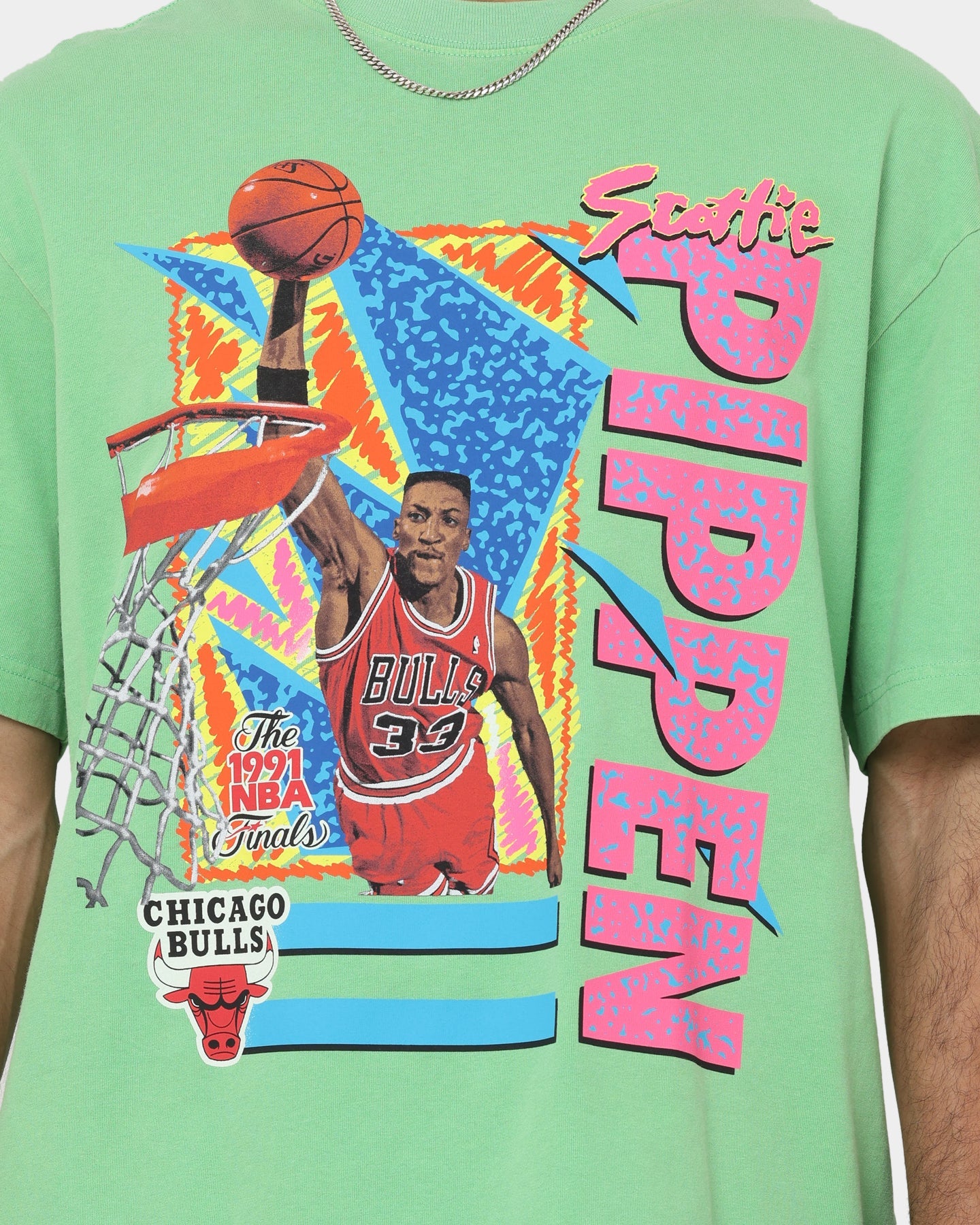 Mitchell & Ness Scottie Pippen Chicago Bulls Player Vibes T-Shirt Neon Green