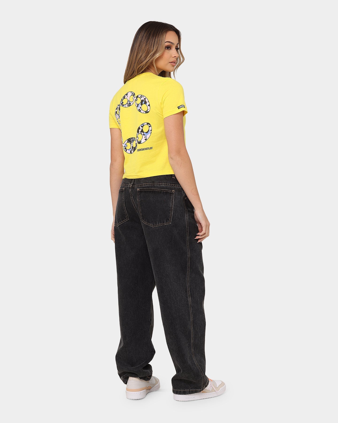 Crooks & Castles Women's Chain Leopard Crop T-Shirt Yellow
